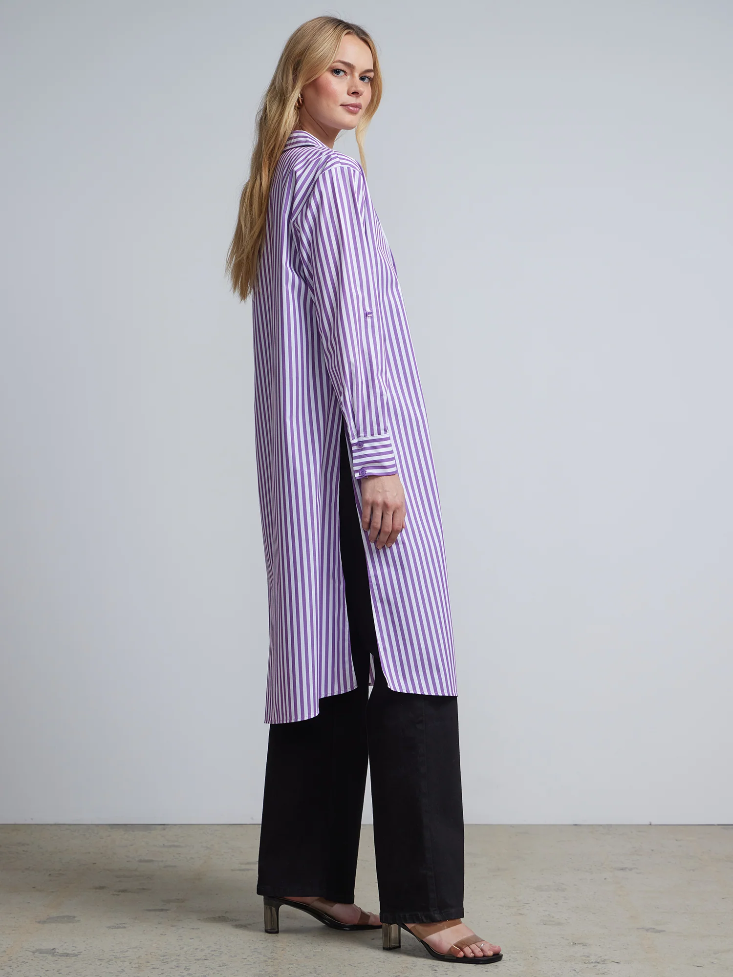 Petite Striped Maxi Button-Front - NY&C Madison Shirt® - Image 2