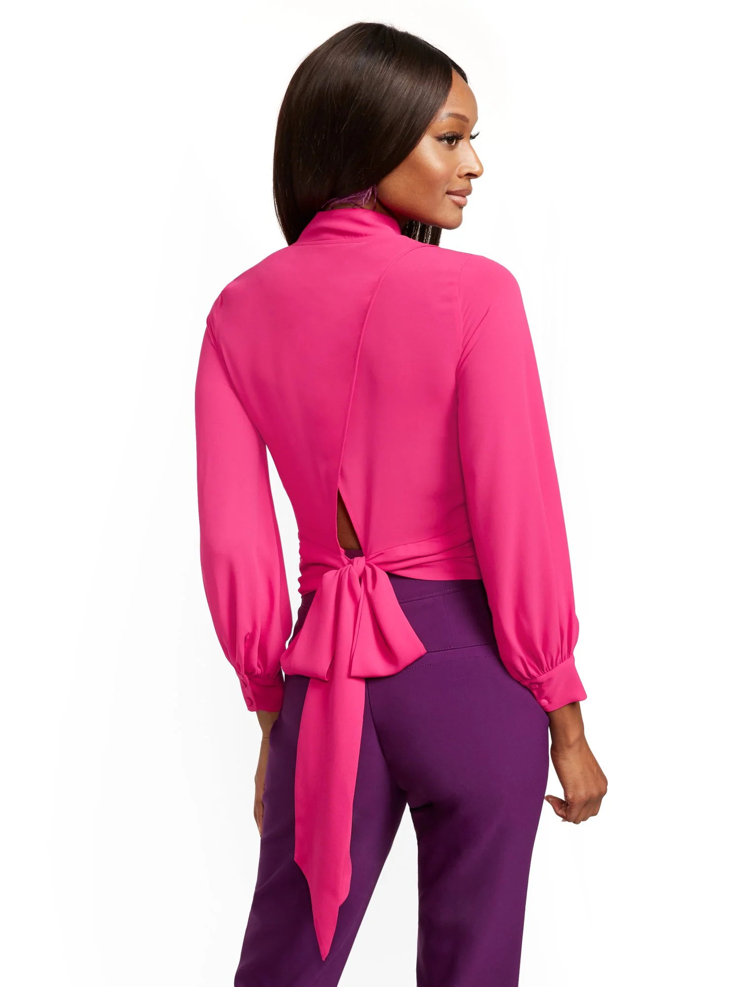 Petite Tie-Back Wrap Blouse - 7th Avenue - Image 11