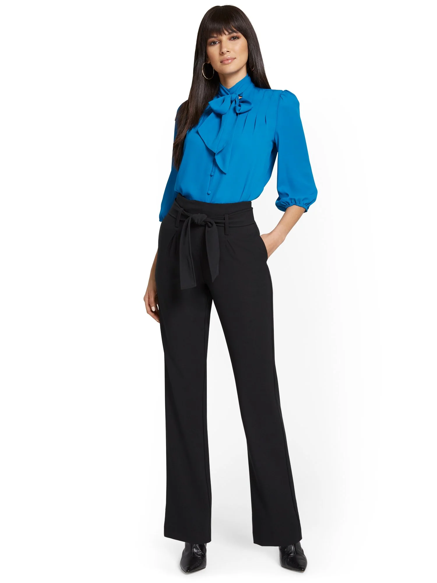 Petite Tie-Waist Straight-Leg Pant - Premium Stretch - Image 4