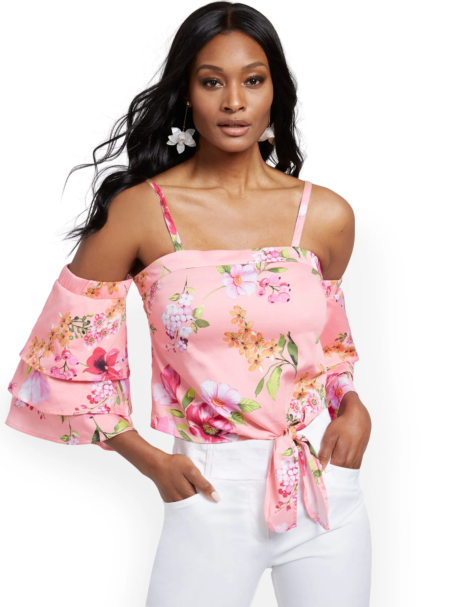 Petite Tiered-Sleeve Off-The-Shoulder Top - 7th Avenue - Image 7
