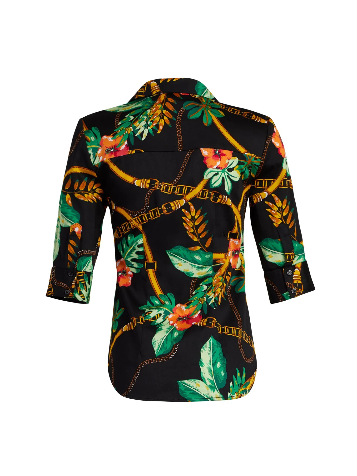 Petite Tropical-Print Madison Stretch Shirt - Secret Snap - 7th Avenue - Image 3