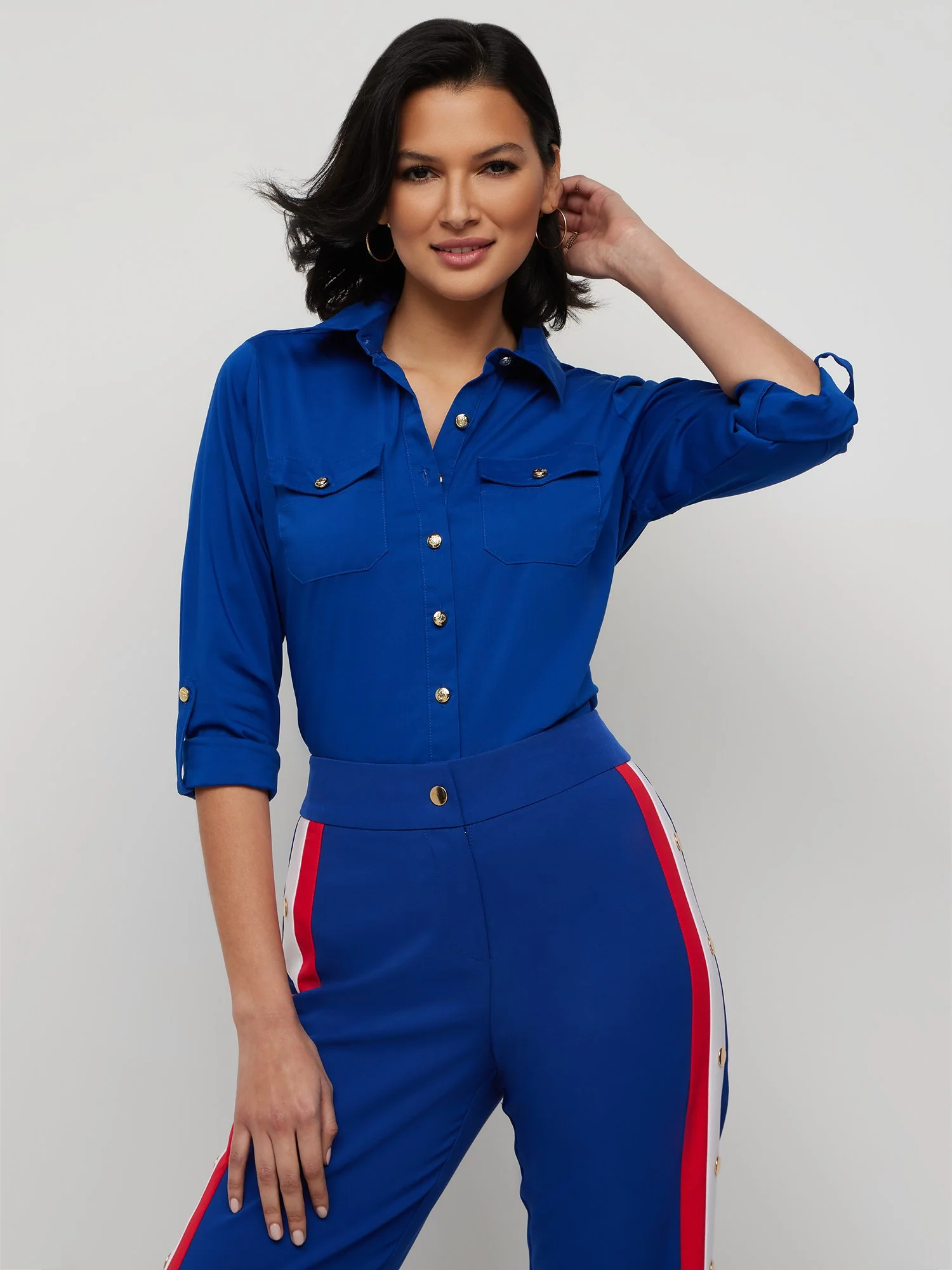 Petite Two-Pocket Button-Front Secret Snap - NY&C Madison Shirt® - Image 8