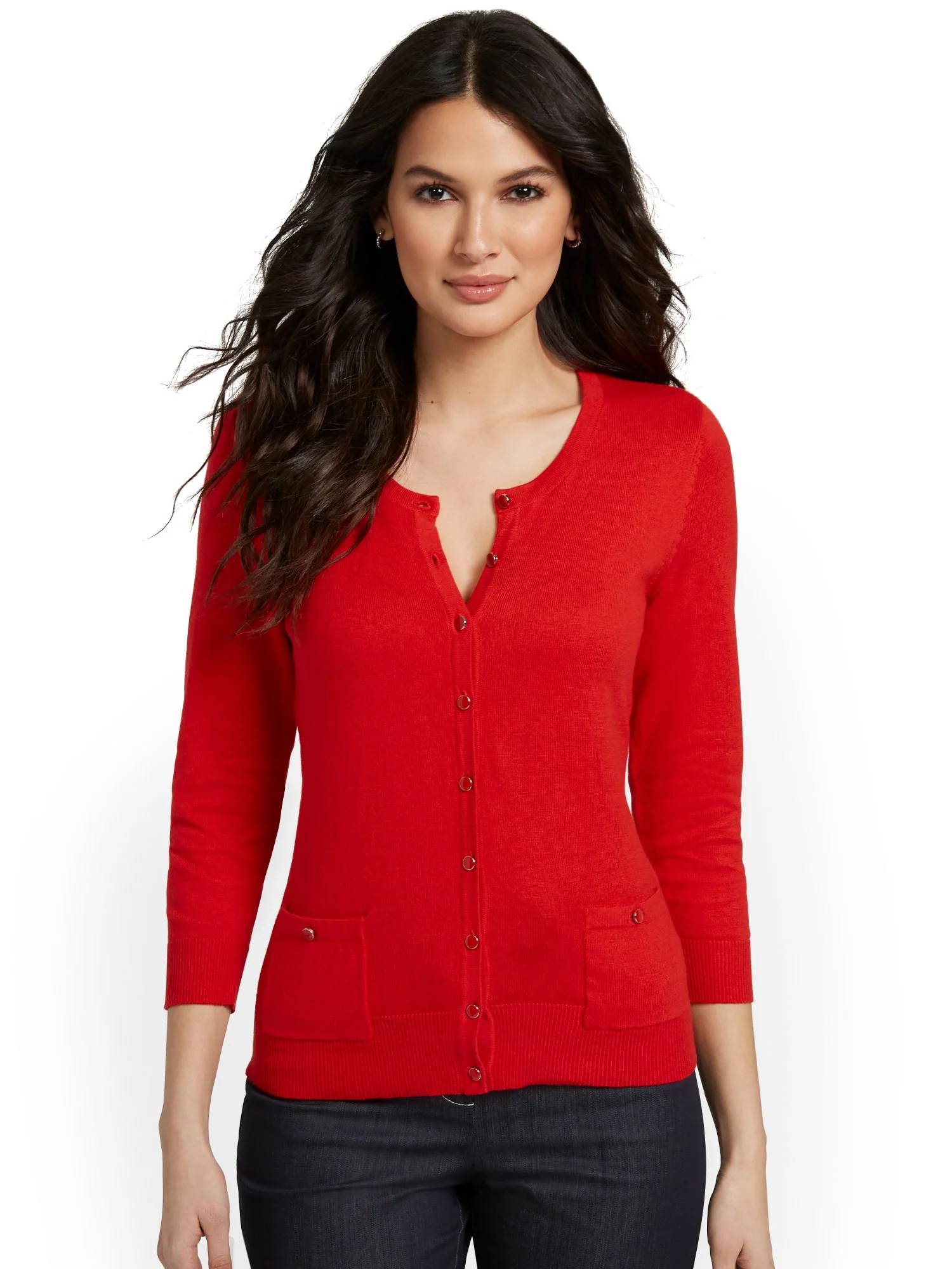 Petite Two-Pocket Chelsea Crewneck Cardigan - Image 16