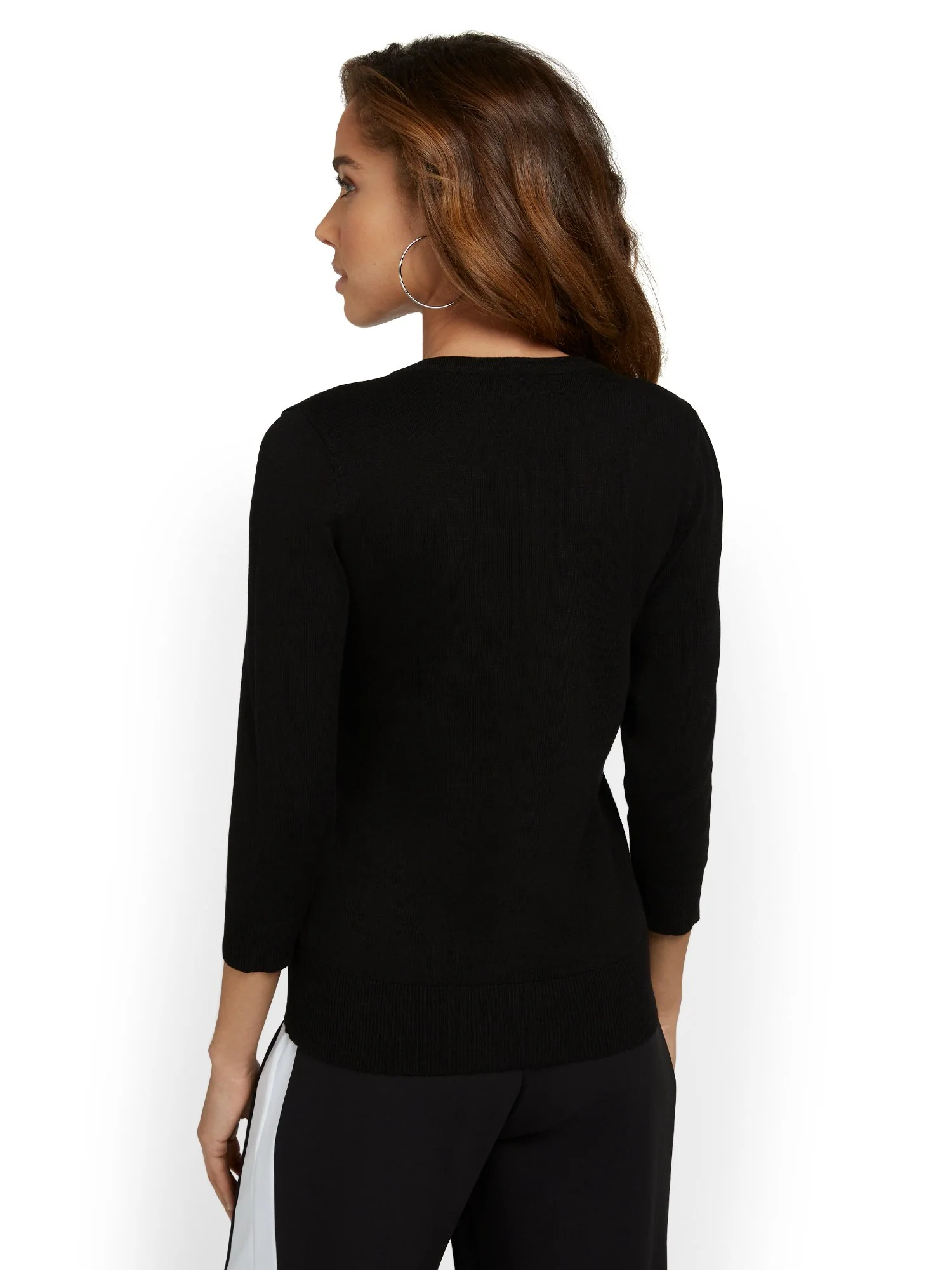 Petite Two-Pocket Chelsea Crewneck Cardigan - Image 3
