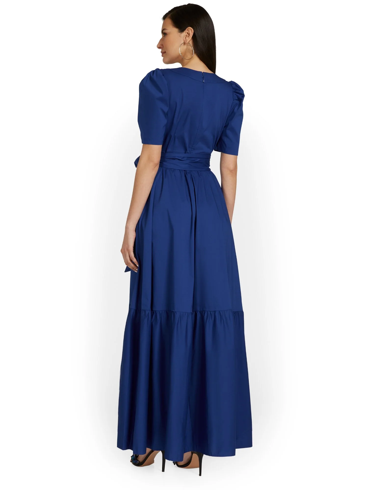 Petite V-Neck Bow-Waist Maxi Dress - Image 3