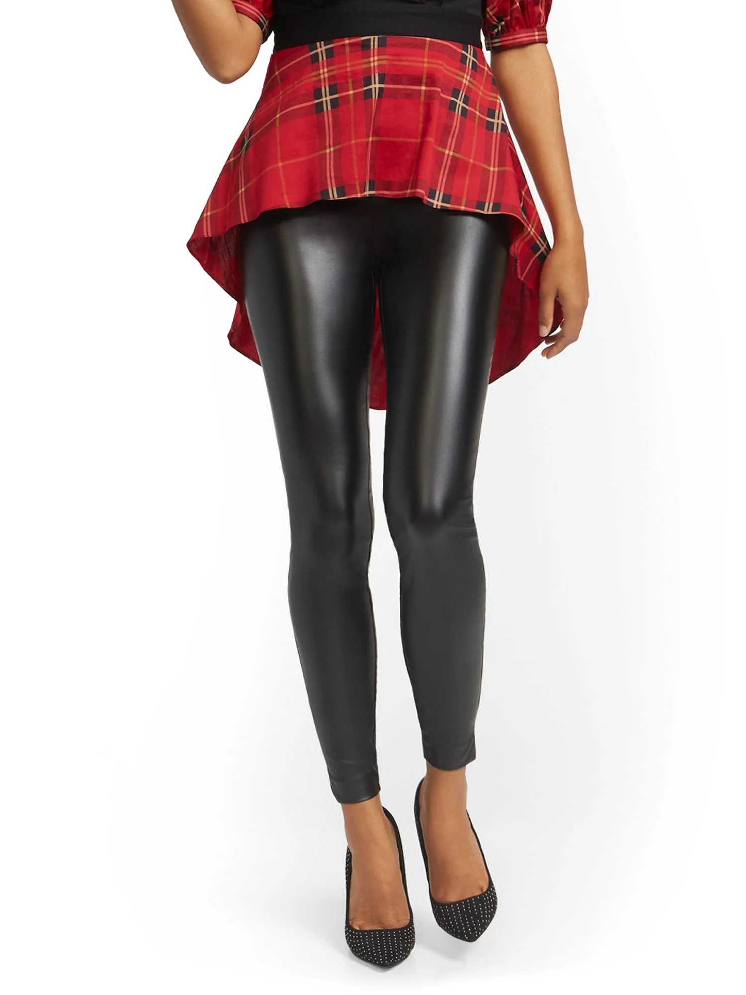 Petite Whitney Faux-Leather High-Waisted Pull-On Slim-Leg Pant