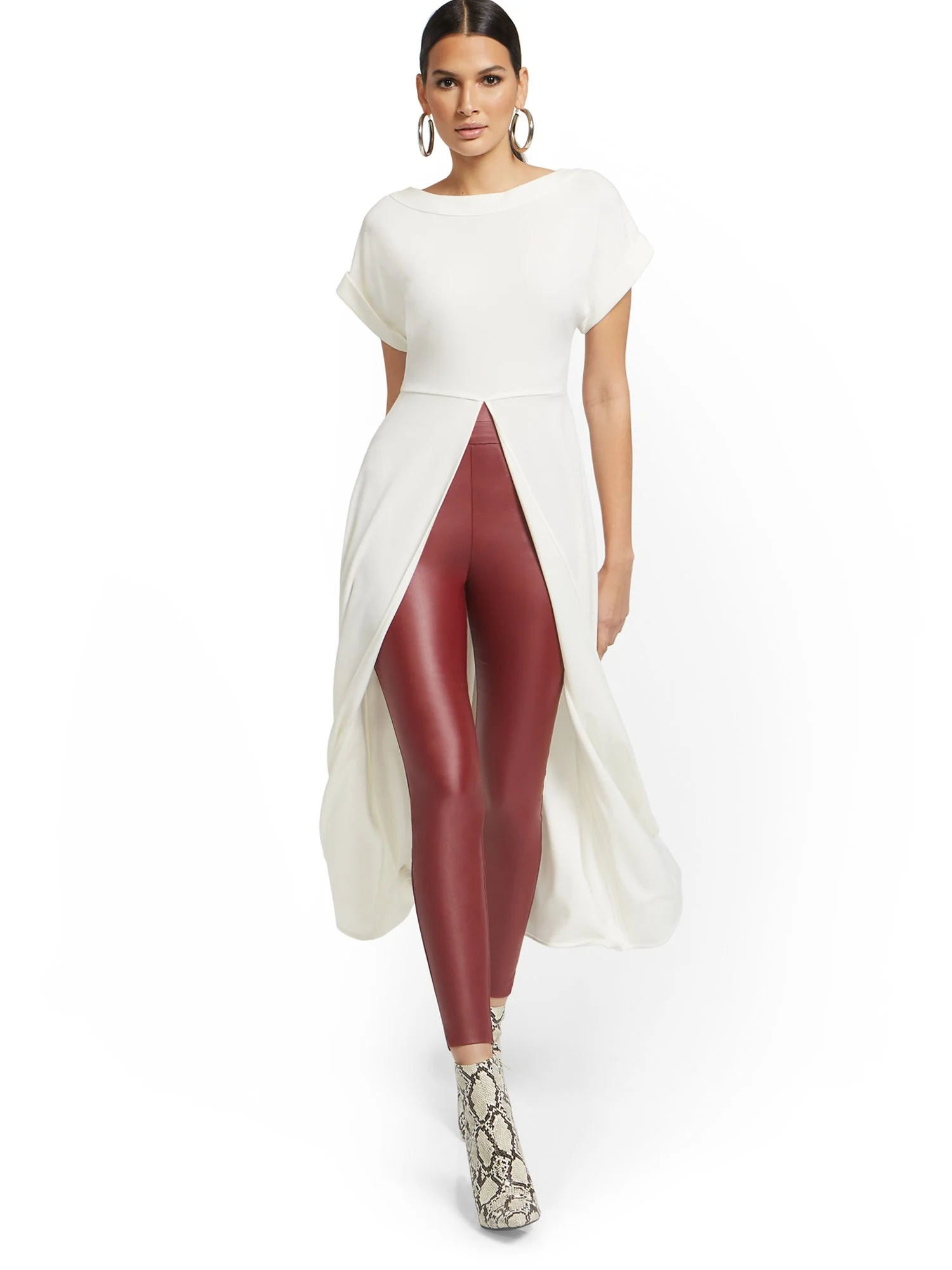 Petite Whitney Faux-Leather High-Waisted Pull-On Slim-Leg Pant - Image 13
