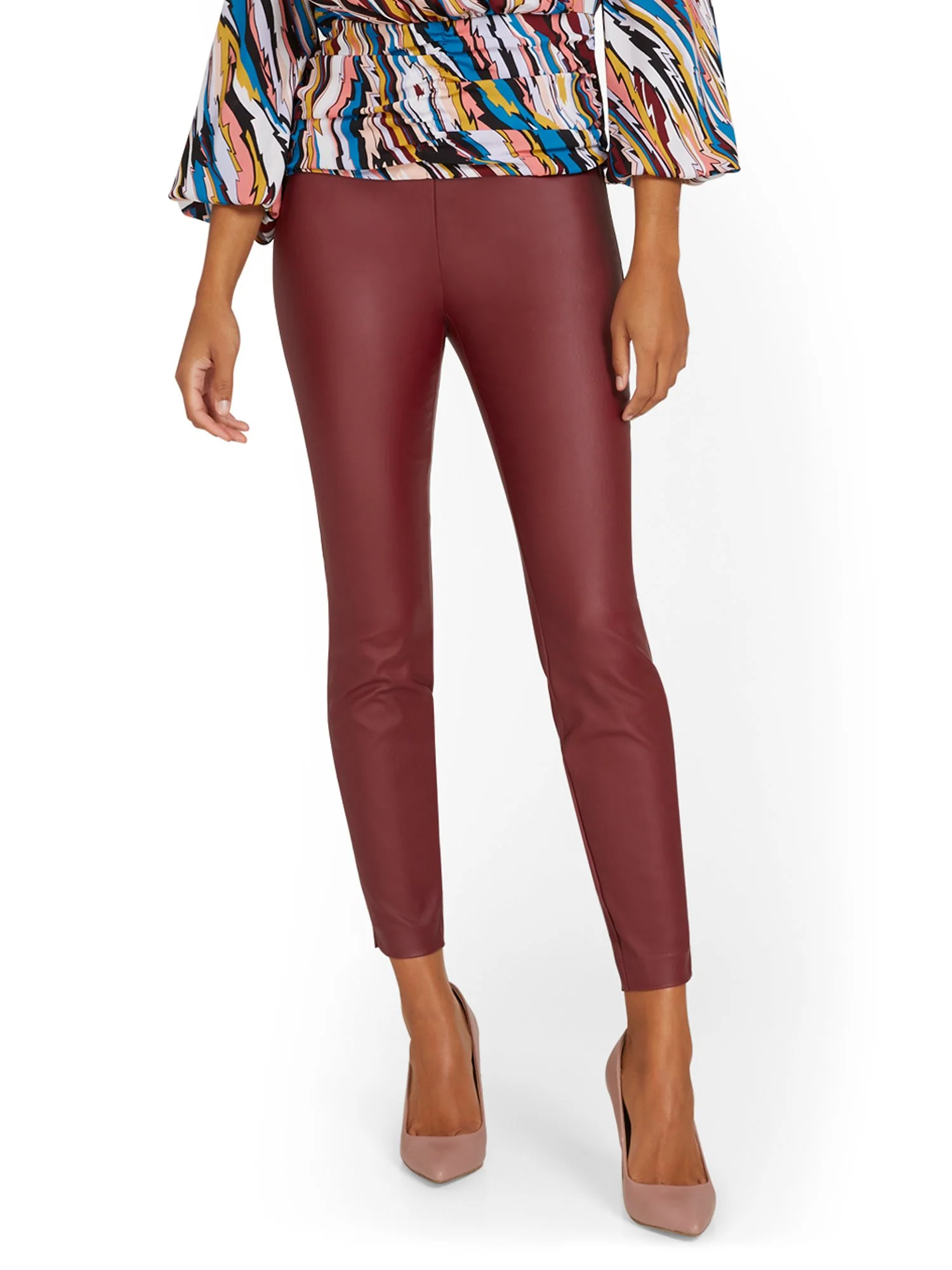 Petite Whitney Faux-Leather High-Waisted Pull-On Slim-Leg Pant - Image 10