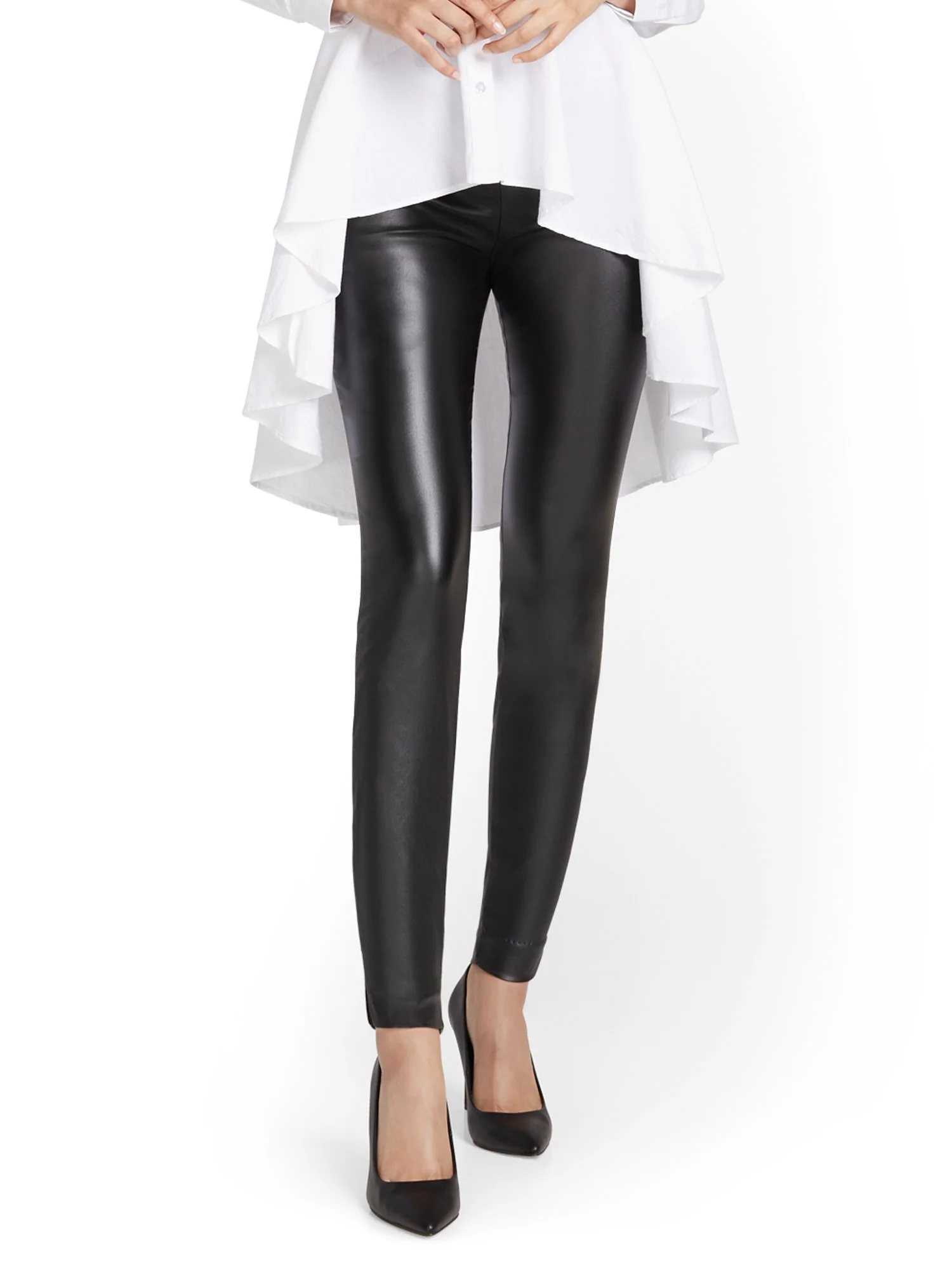 Petite Whitney Faux-Leather High-Waisted Pull-On Slim-Leg Pant - Image 2