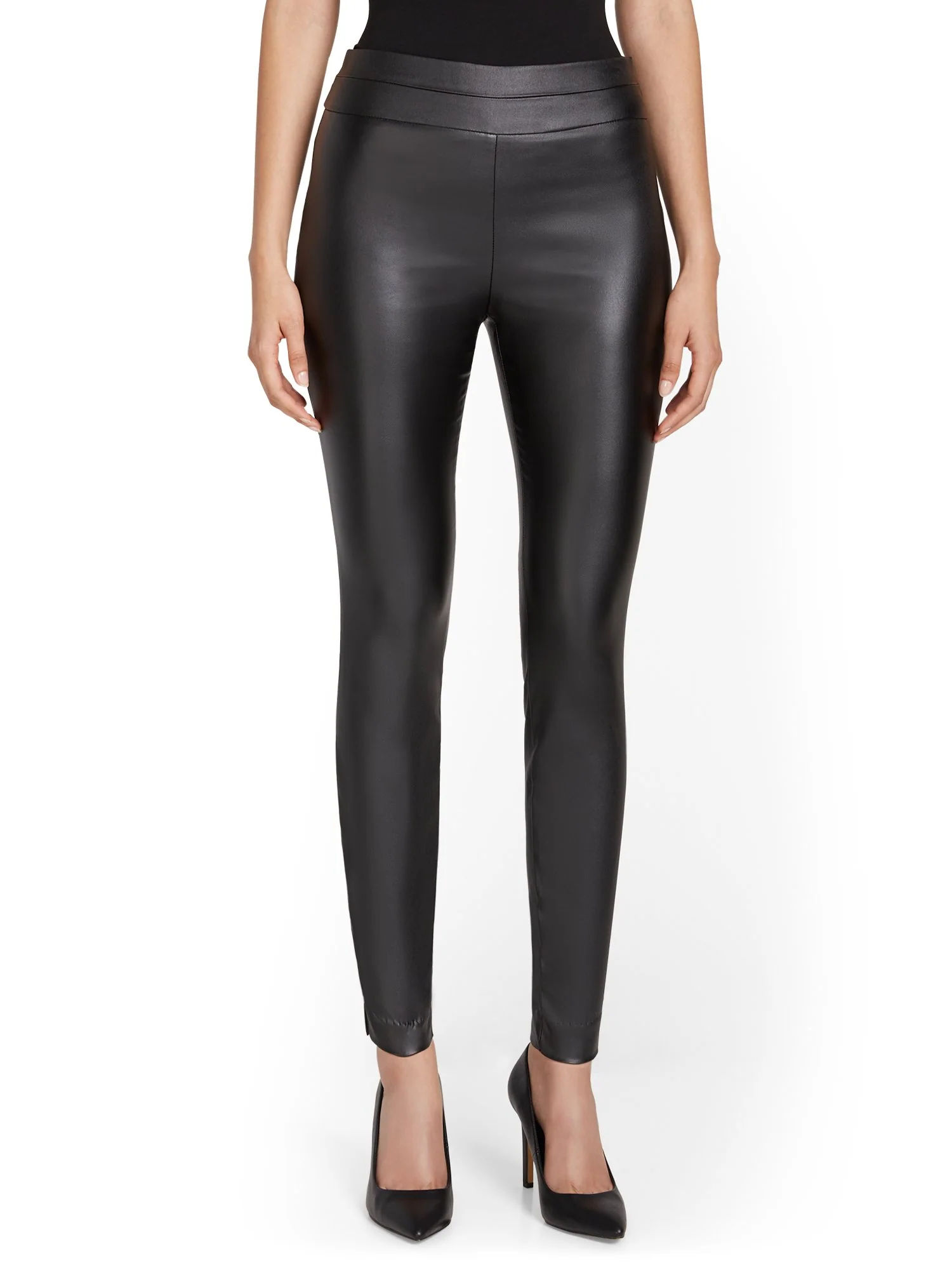 Petite Whitney Faux-Leather High-Waisted Pull-On Slim-Leg Pant - Image 5