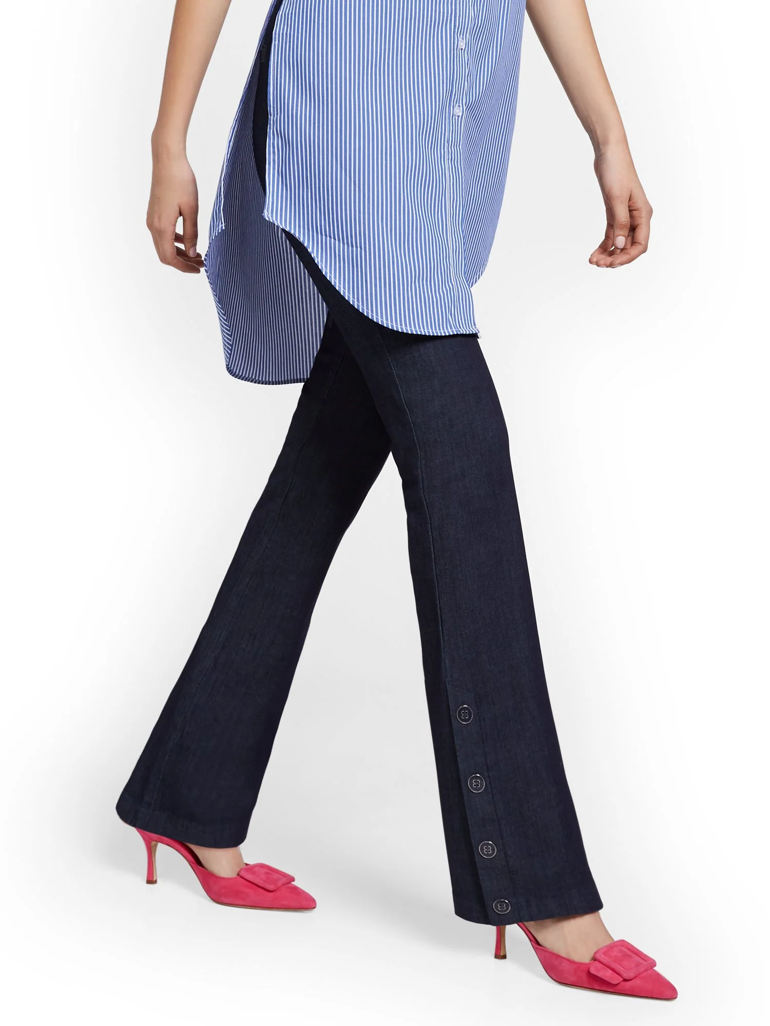 Petite Whitney High-Waisted Pull-On Barely Bootcut Pant - Navy - Image 2
