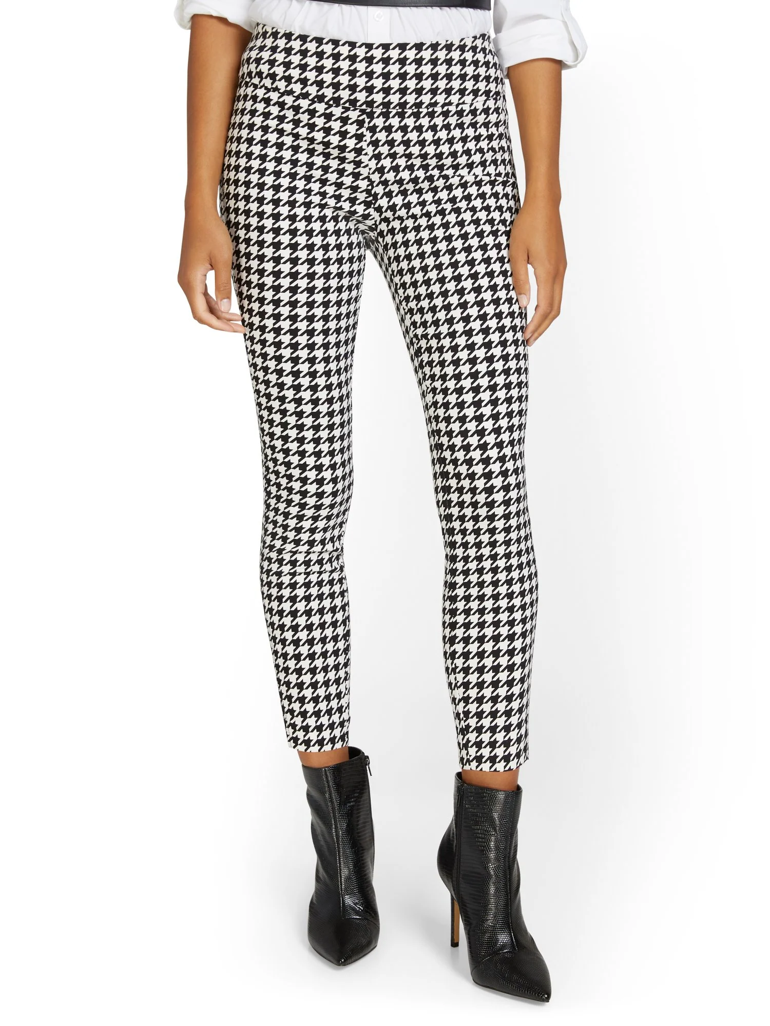 Petite Whitney High-Waisted Pull-On Slim-Leg Ankle Pant - Houndstooth - Image 5