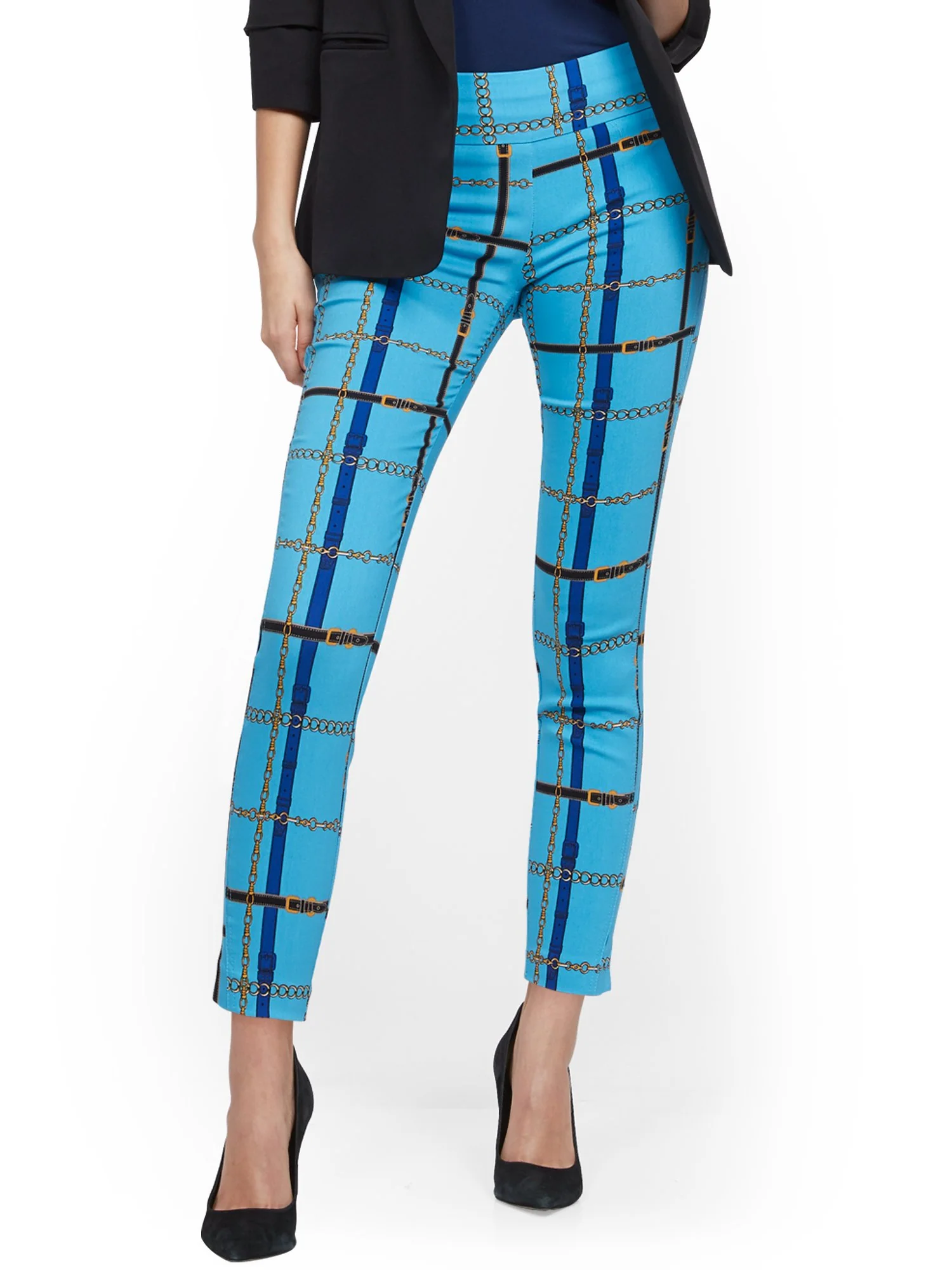 Petite Whitney High-Waisted Pull-On Slim-Leg Ankle Pant - Link Print - Image 5