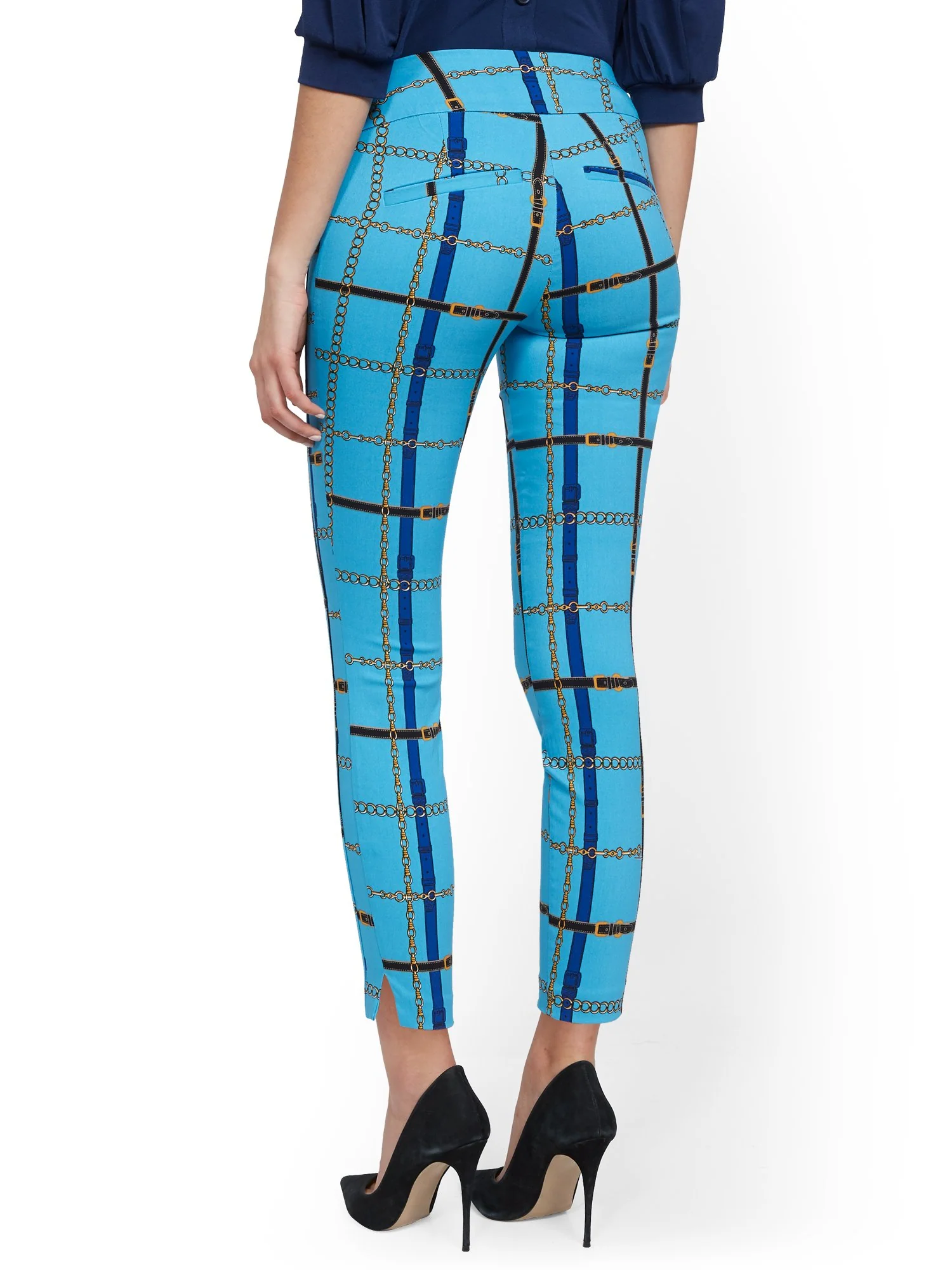 Petite Whitney High-Waisted Pull-On Slim-Leg Ankle Pant - Link Print - Image 7
