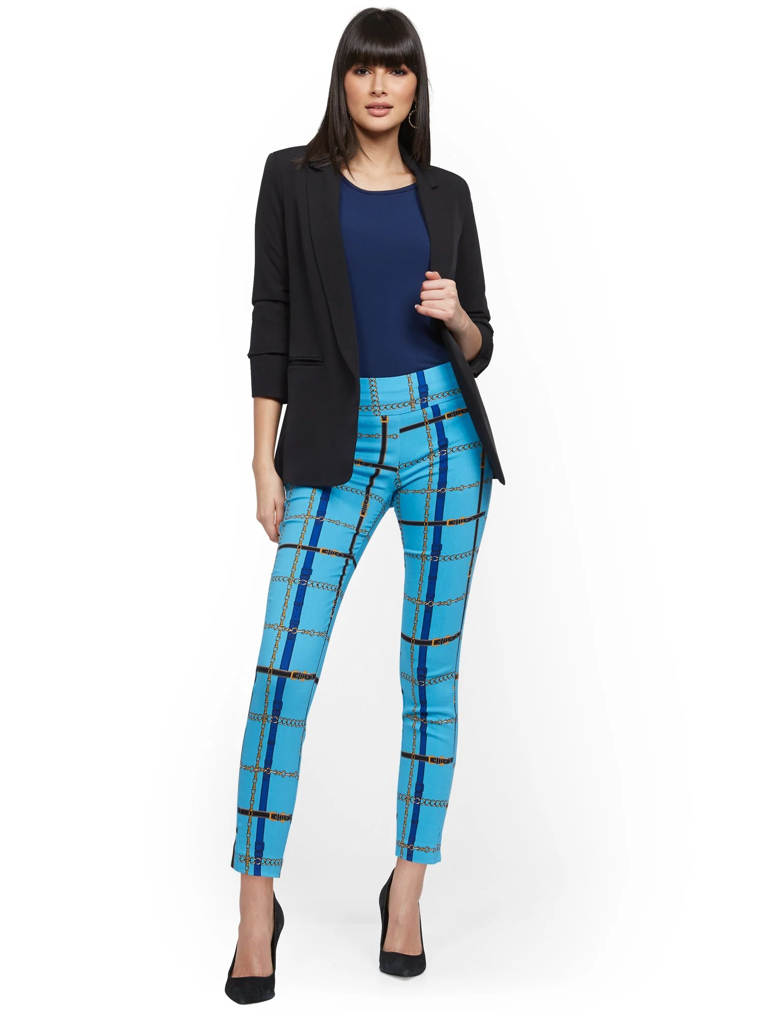 Petite Whitney High-Waisted Pull-On Slim-Leg Ankle Pant - Link Print - Image 8