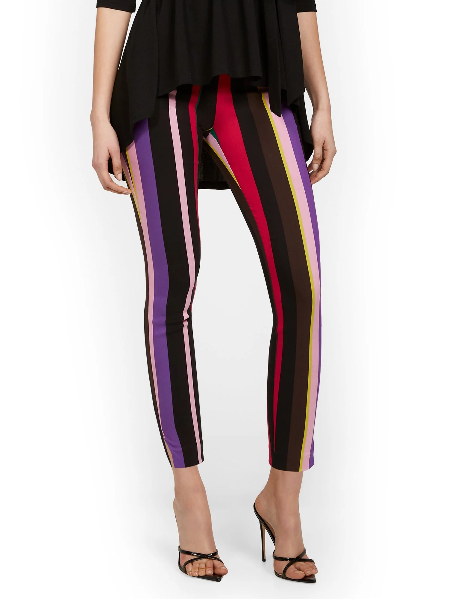 Petite Whitney High-Waisted Pull-On Slim-Leg Ankle Pant - Multi-Stripe - Image 2