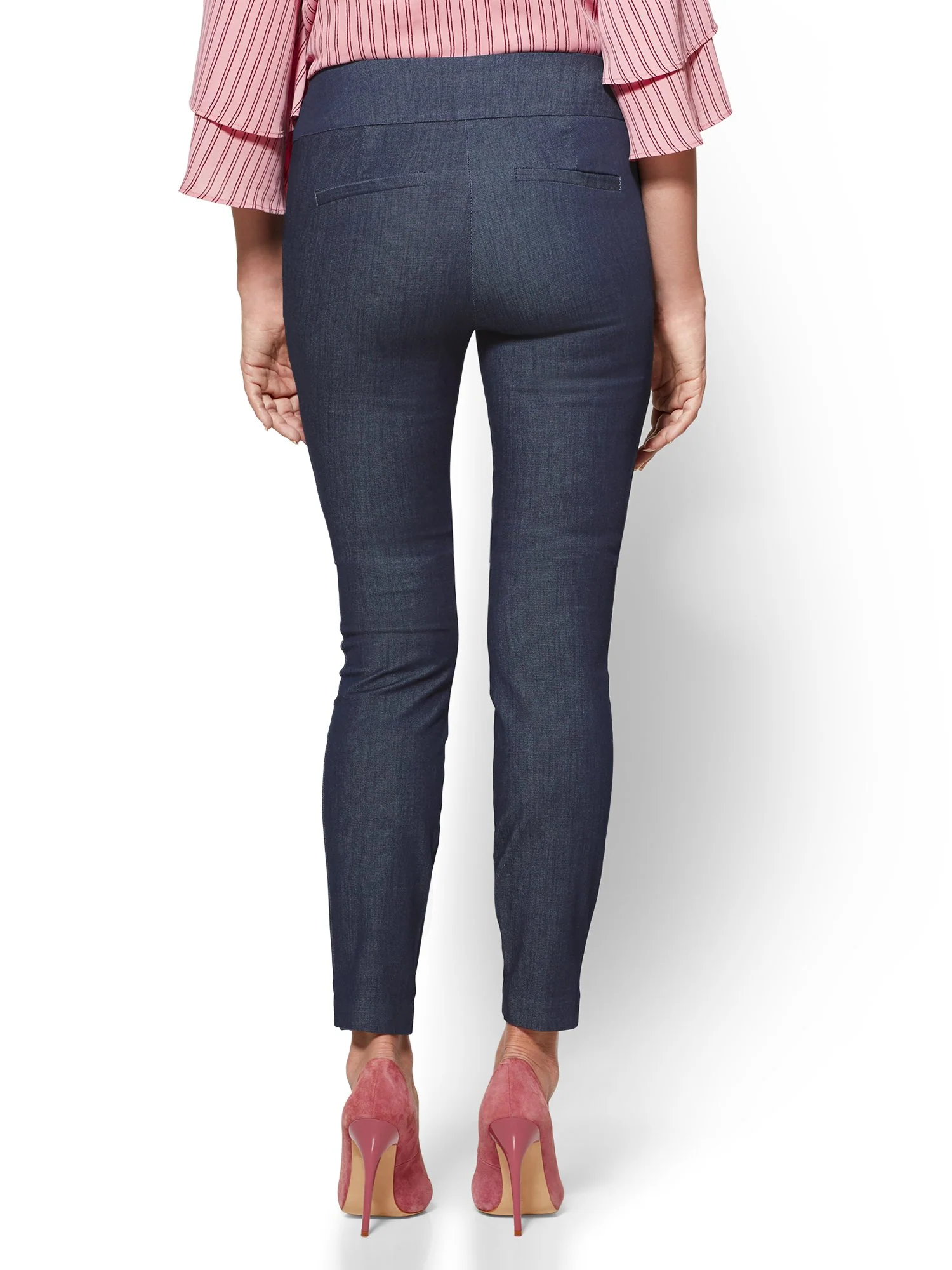 Petite Whitney High-Waisted Pull-On Slim-Leg Ankle Pant - Navy - Image 3
