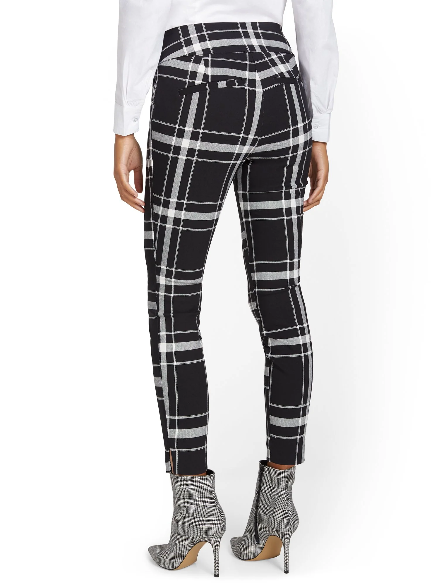 Petite Whitney High-Waisted Pull-On Slim-Leg Ankle Pant - Plaid - Image 3