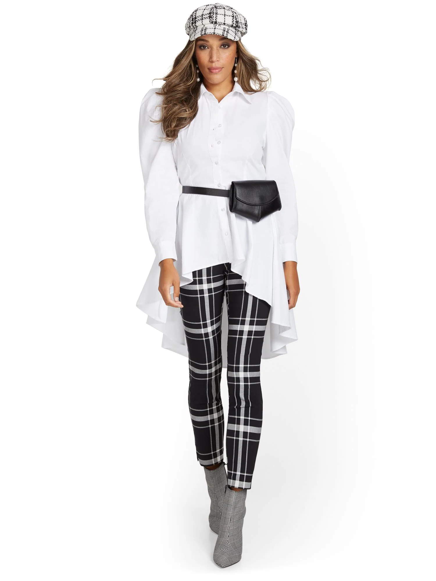 Petite Whitney High-Waisted Pull-On Slim-Leg Ankle Pant - Plaid - Image 4