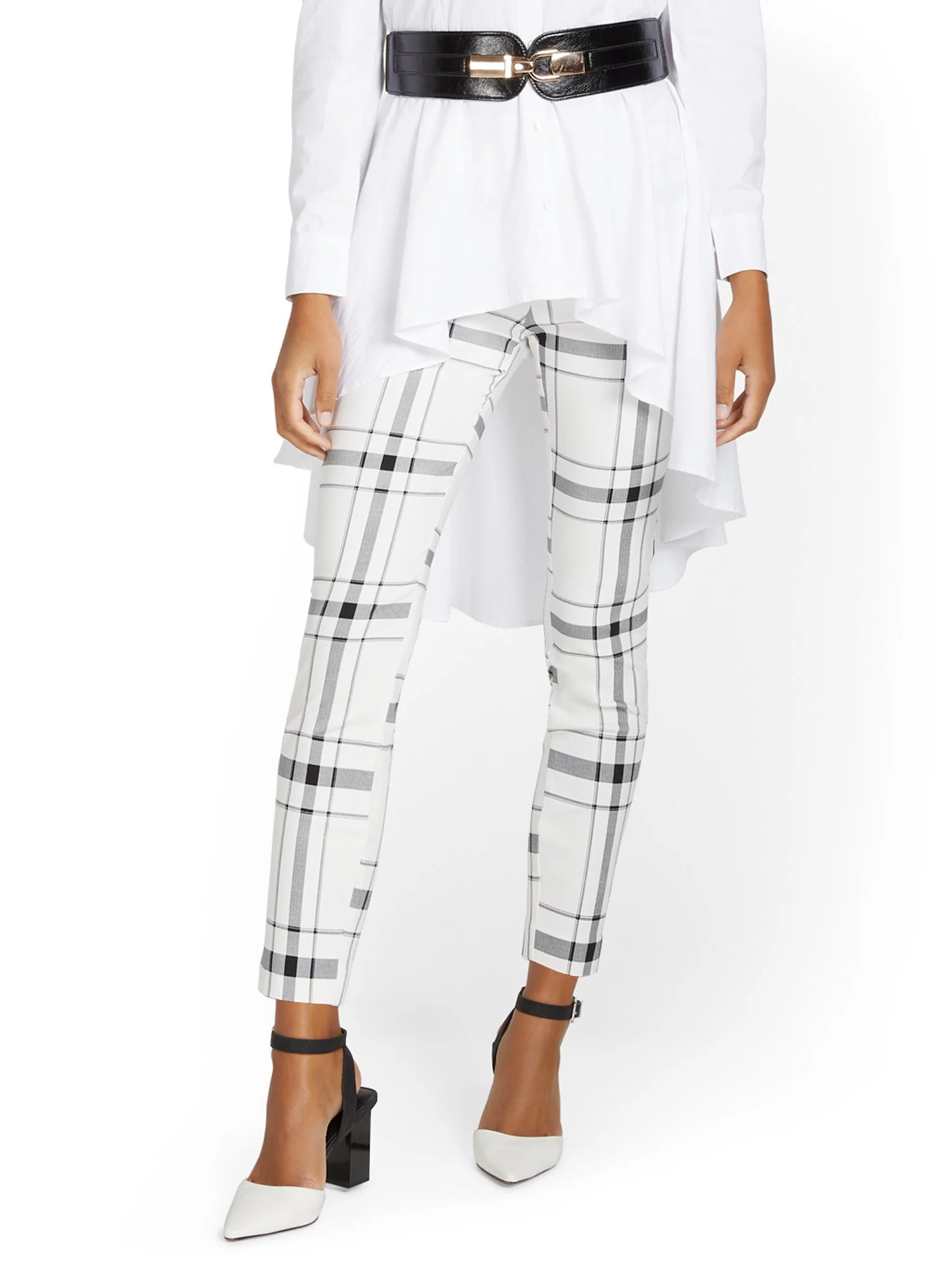 Petite Whitney High-Waisted Pull-On Slim-Leg Ankle Pant - Plaid - Image 7