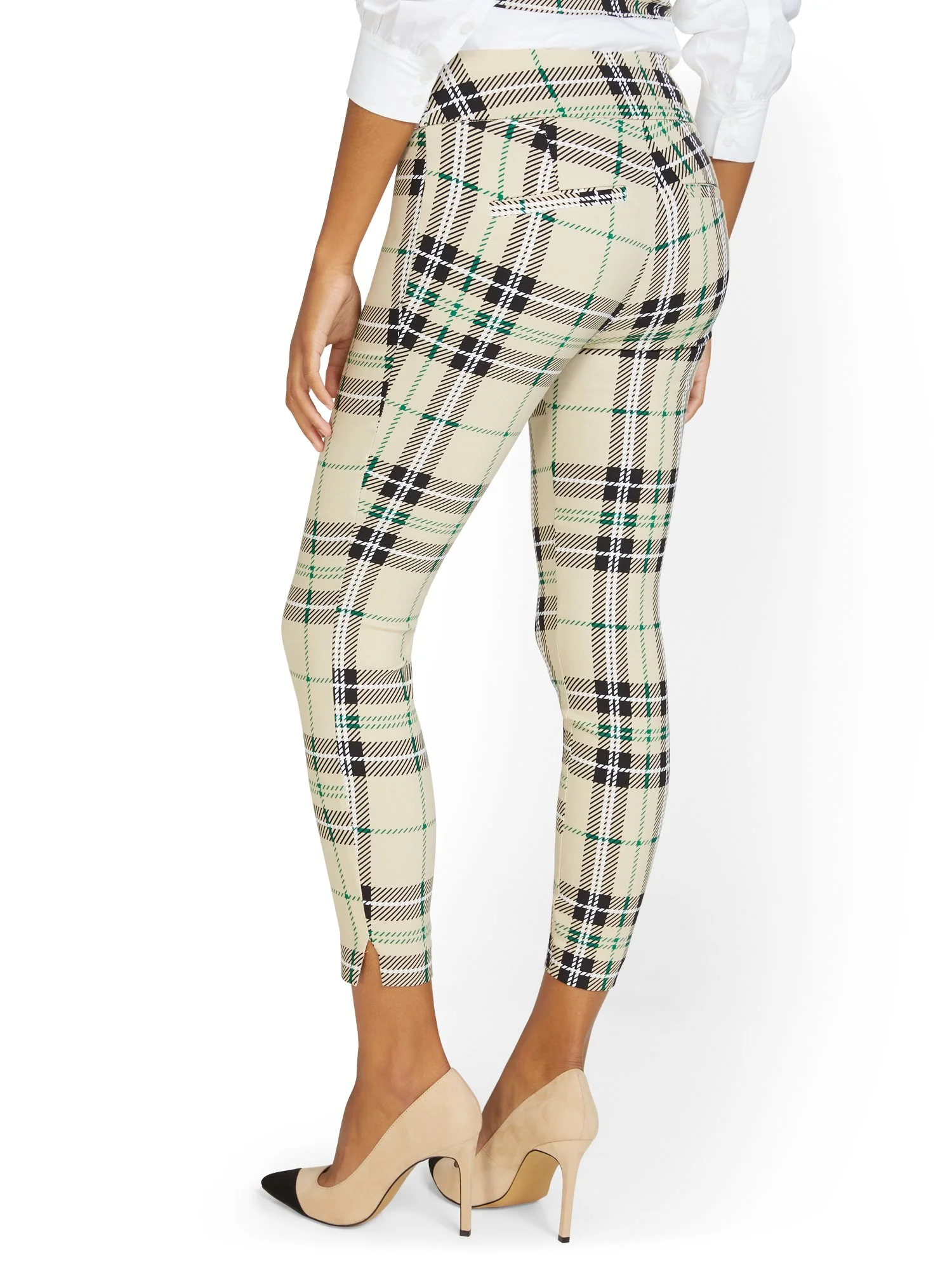 Petite Whitney High-Waisted Pull-On Slim-Leg Ankle Pant - Plaid - Image 3