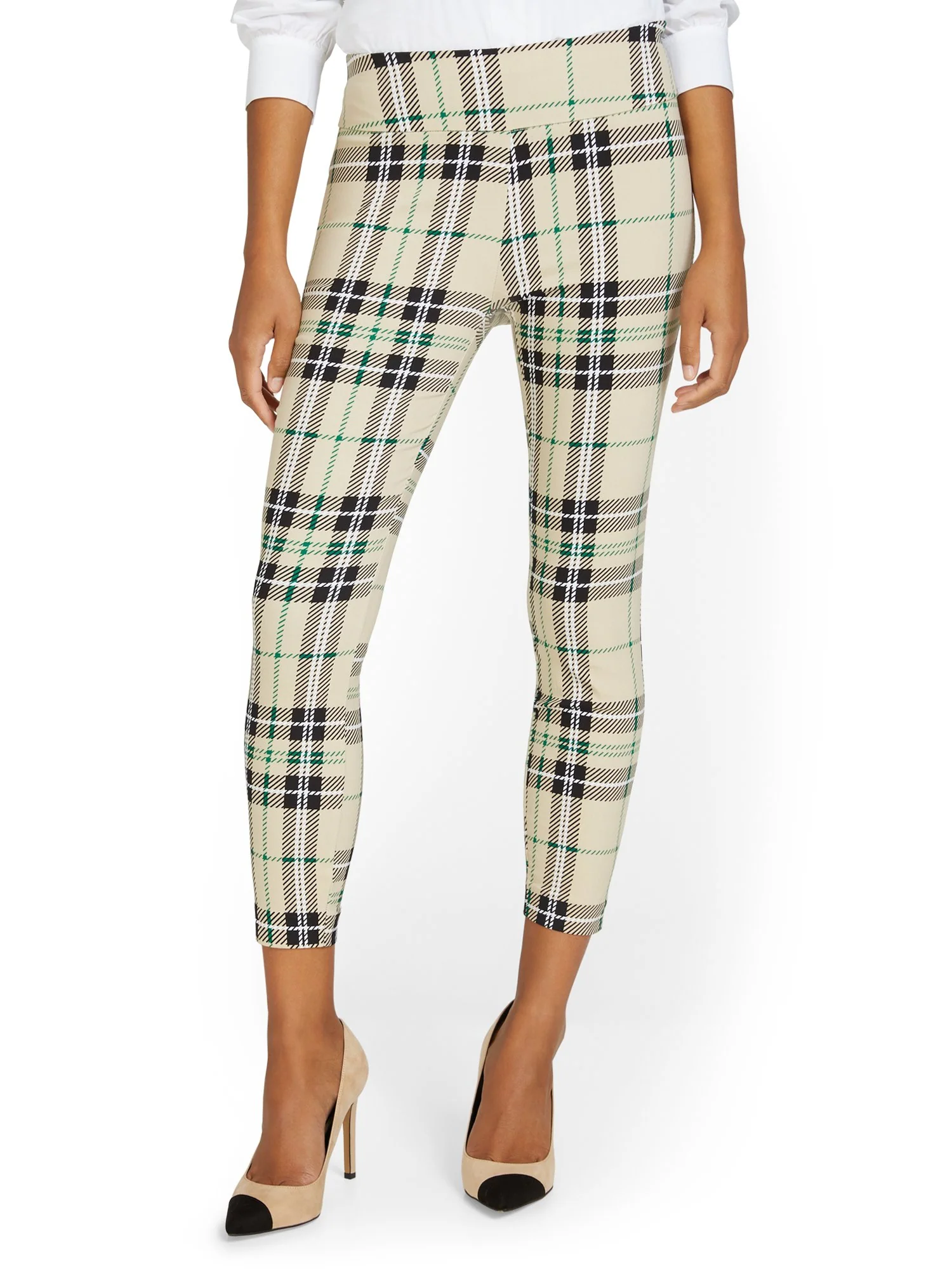 Petite Whitney High-Waisted Pull-On Slim-Leg Ankle Pant - Plaid - Image 5