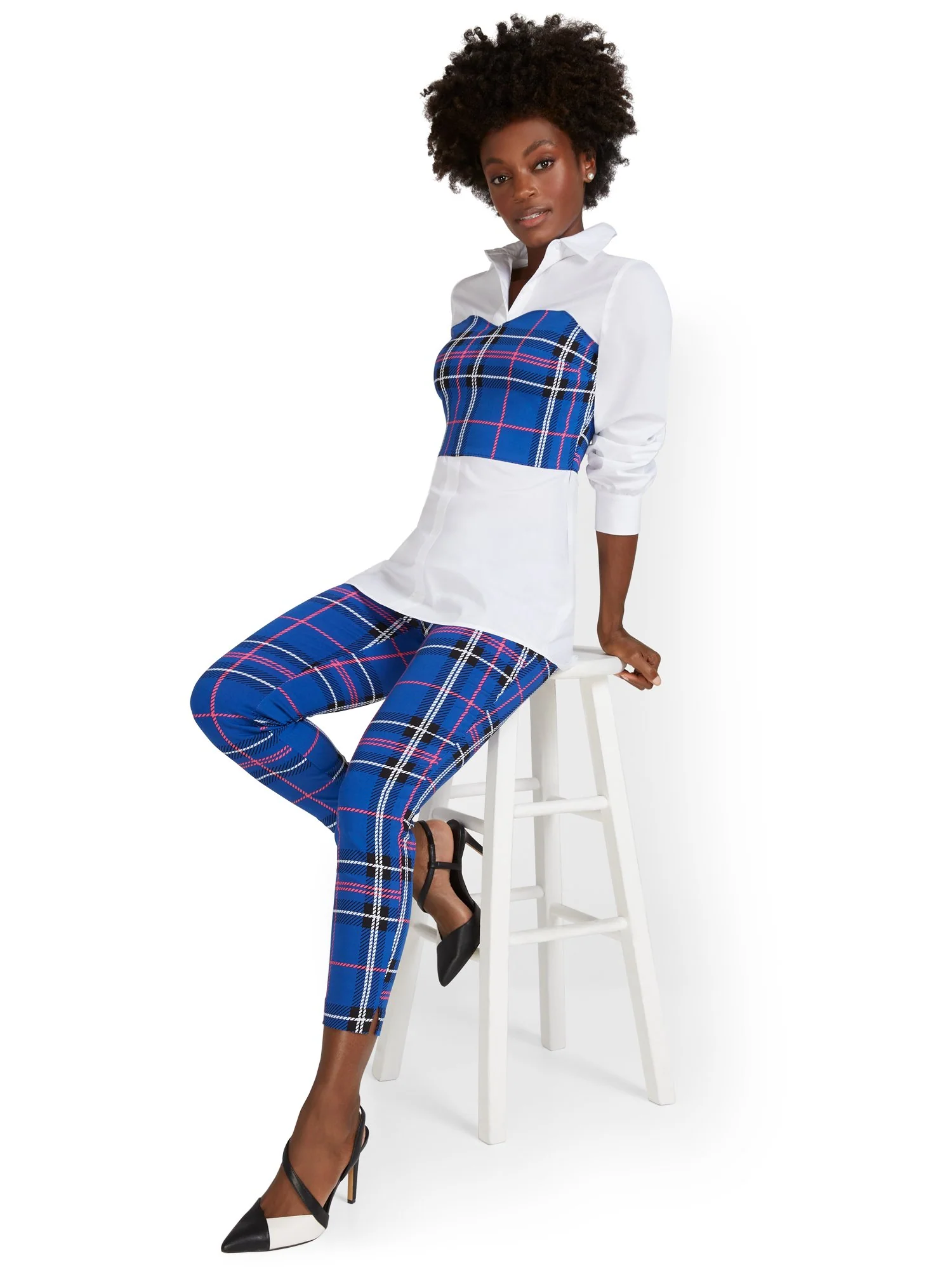 Petite Whitney High-Waisted Pull-On Slim-Leg Ankle Pant - Plaid - Image 7
