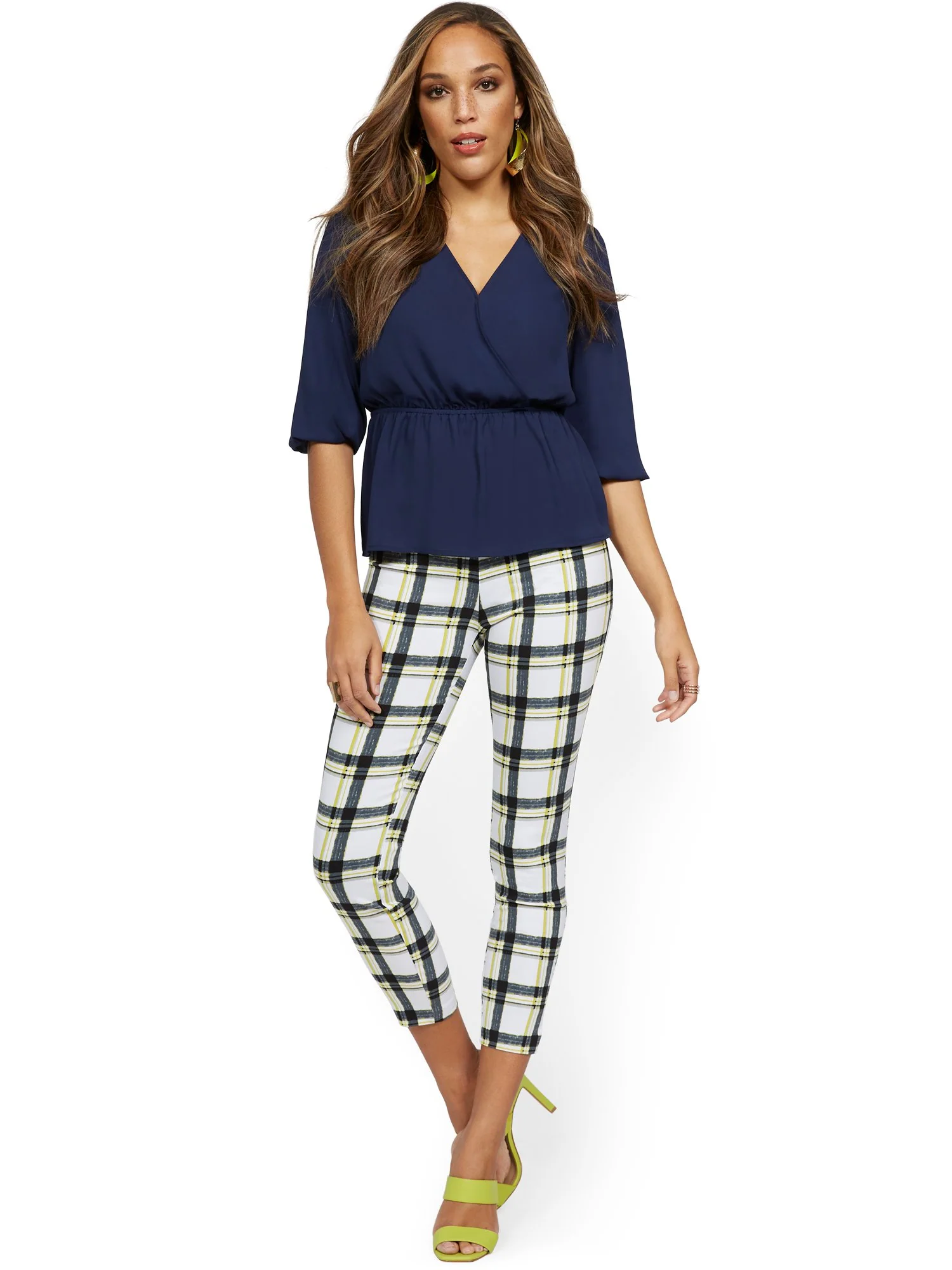 Petite Whitney High-Waisted Pull-On Slim-Leg Ankle Pant - Plaid - Image 3