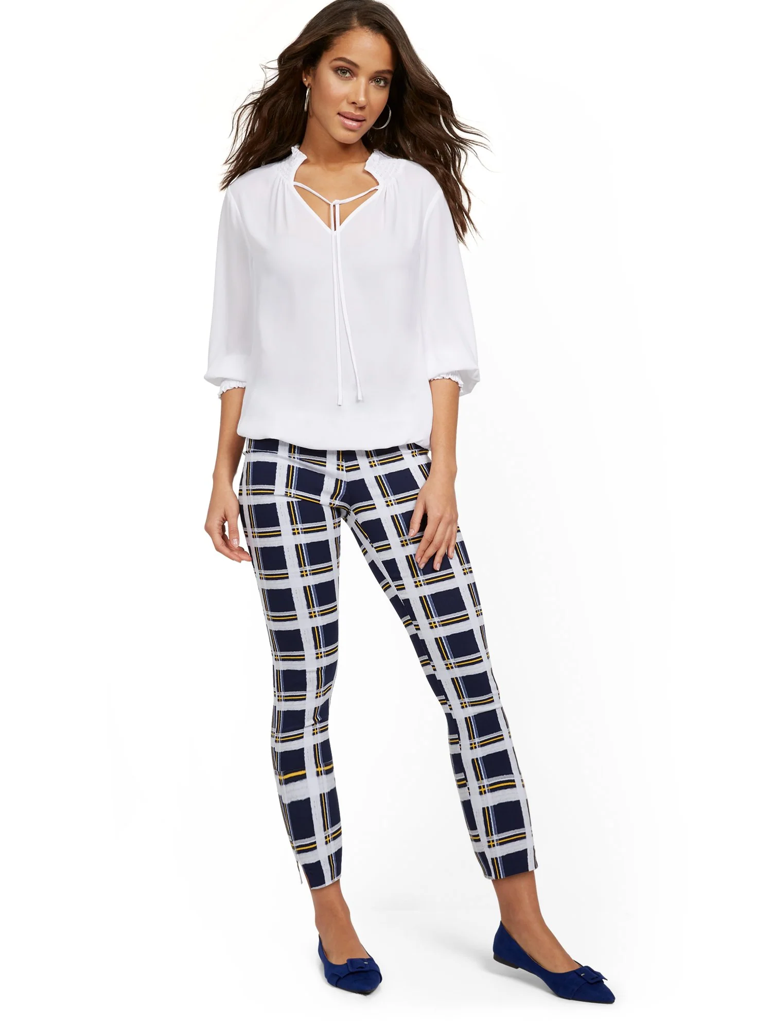 Petite Whitney High-Waisted Pull-On Slim-Leg Ankle Pant - Plaid - Image 7