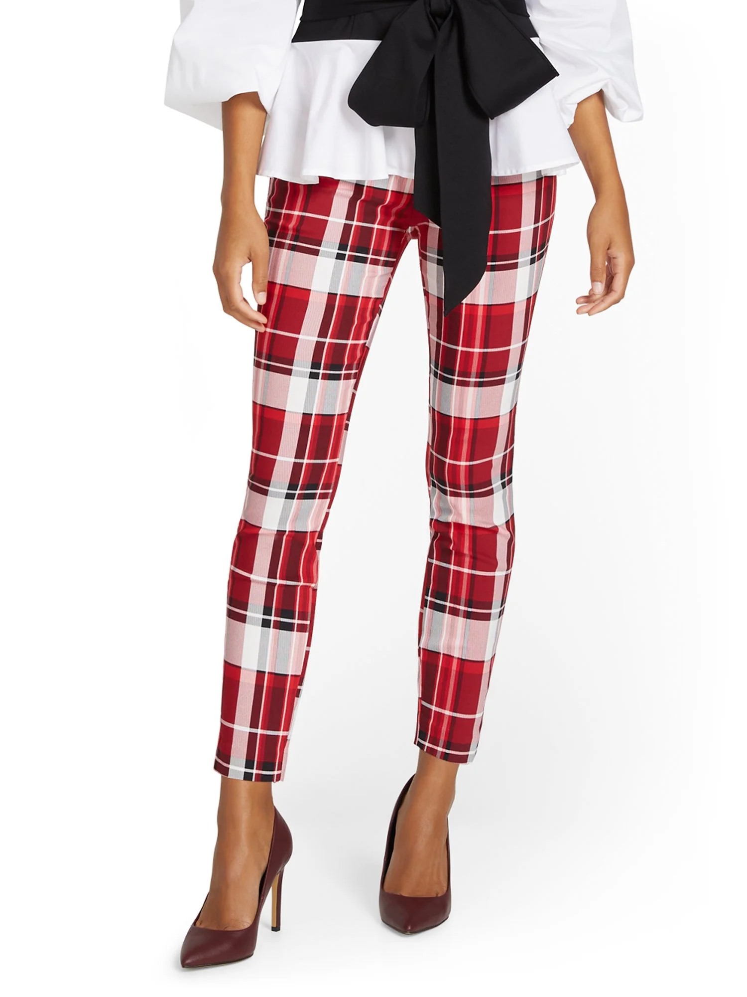Petite Whitney High-Waisted Pull-On Slim-Leg Ankle Pant - Plaid - Image 7