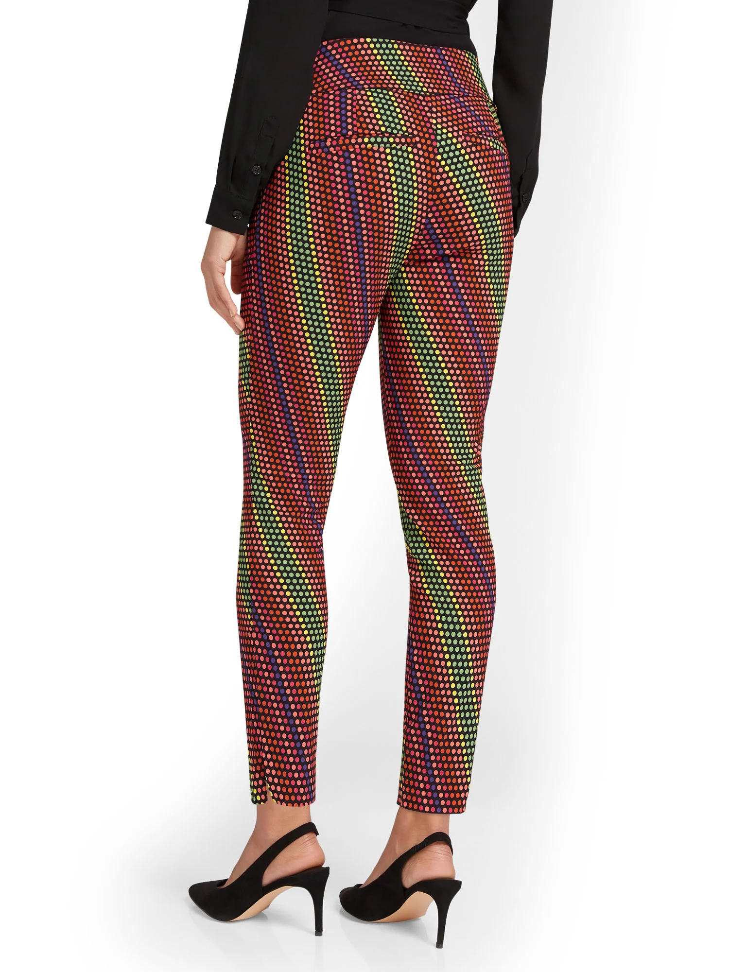 Petite Whitney High-Waisted Pull-On Slim-Leg Ankle Pant - Polka-Dot Print - Image 3