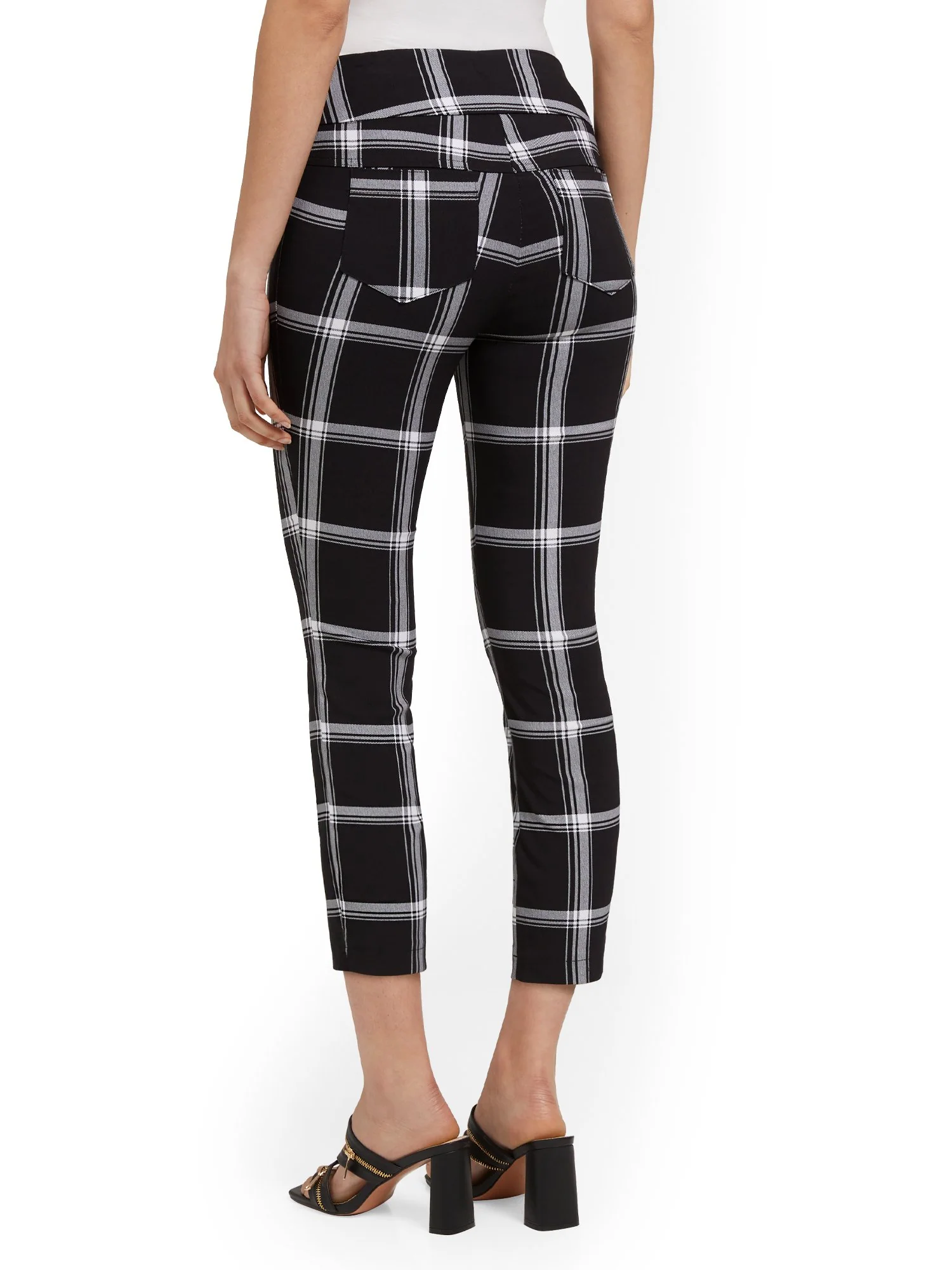 Petite Whitney High-Waisted Pull-On Slim-Leg Capri Pant - Check-Print - Image 3