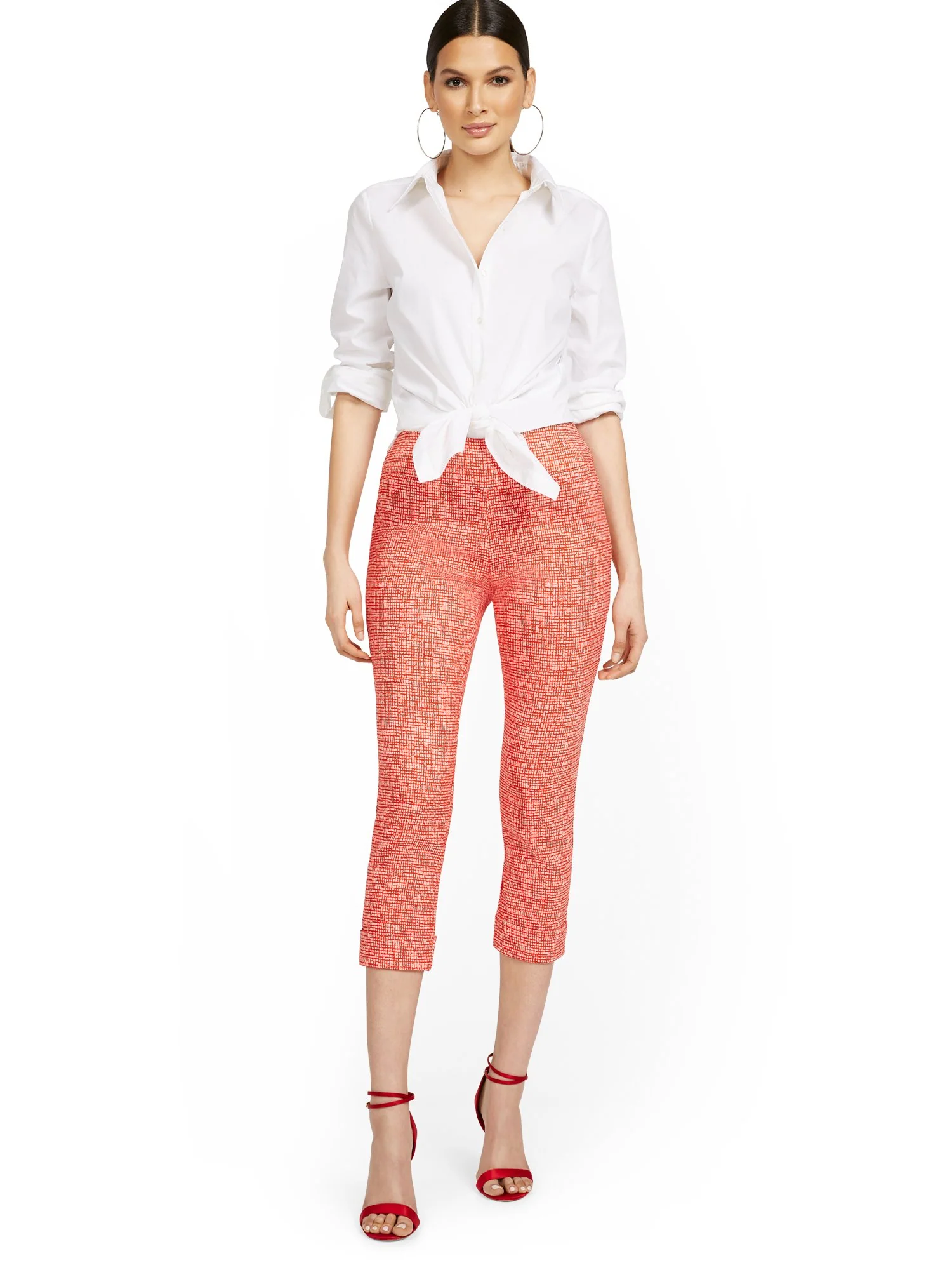 Petite Whitney High-Waisted Pull-On Slim-Leg Capri Pant - Crosshatch - Image 7