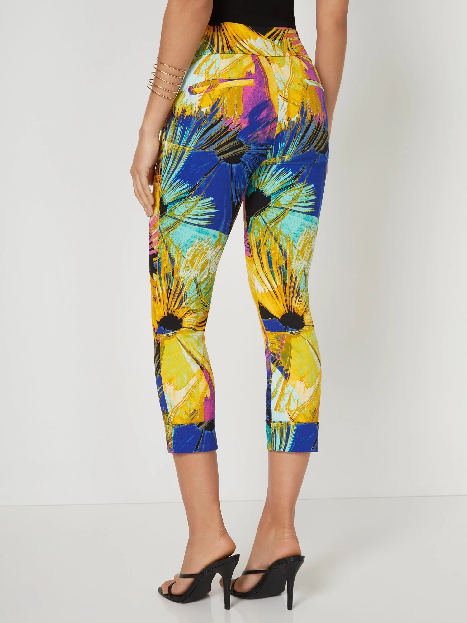 Petite Whitney High-Waisted Pull-On Slim-Leg Capri Pant - Firework Print - Image 3