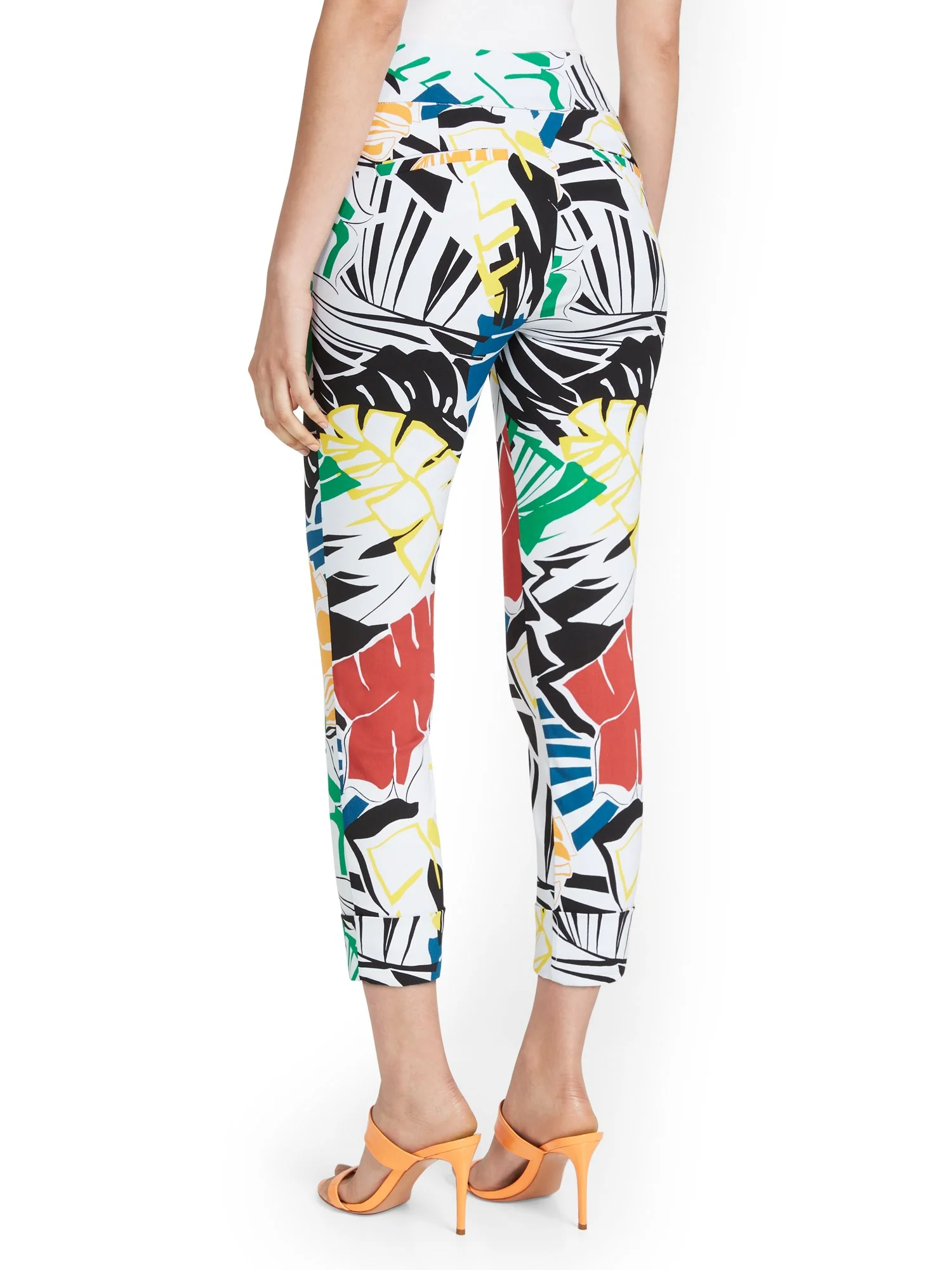 Petite Whitney High-Waisted Pull-On Slim-Leg Capri Pant - Palm-Print - Image 3
