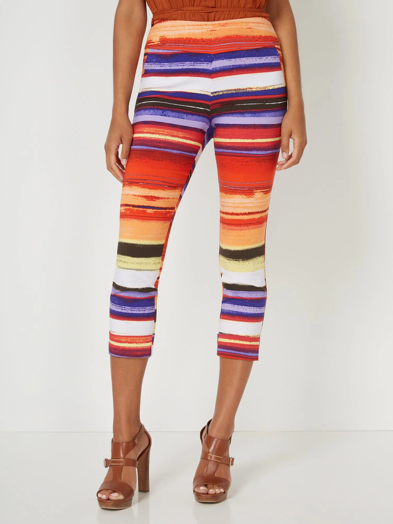 Petite Whitney High-Waisted Pull-On Slim-Leg Capri Pant - Stripe - Image 5