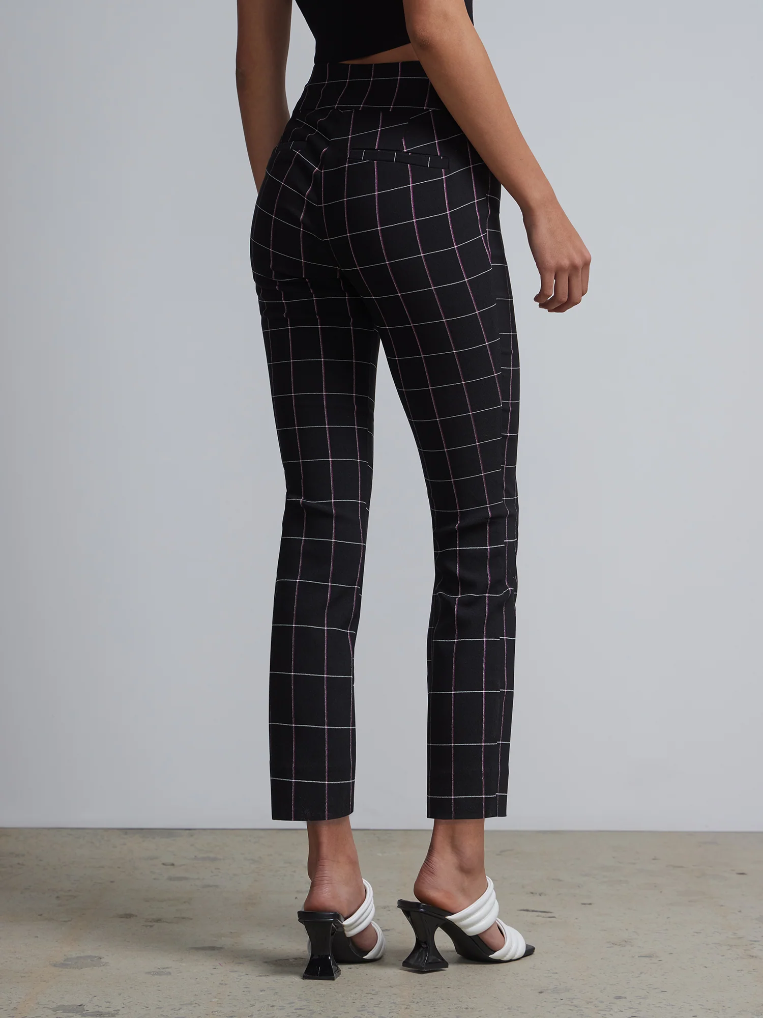 Petite Whitney High-Waisted Pull-On Slim-Leg Capri Pant - Windowpane-Print - Image 3