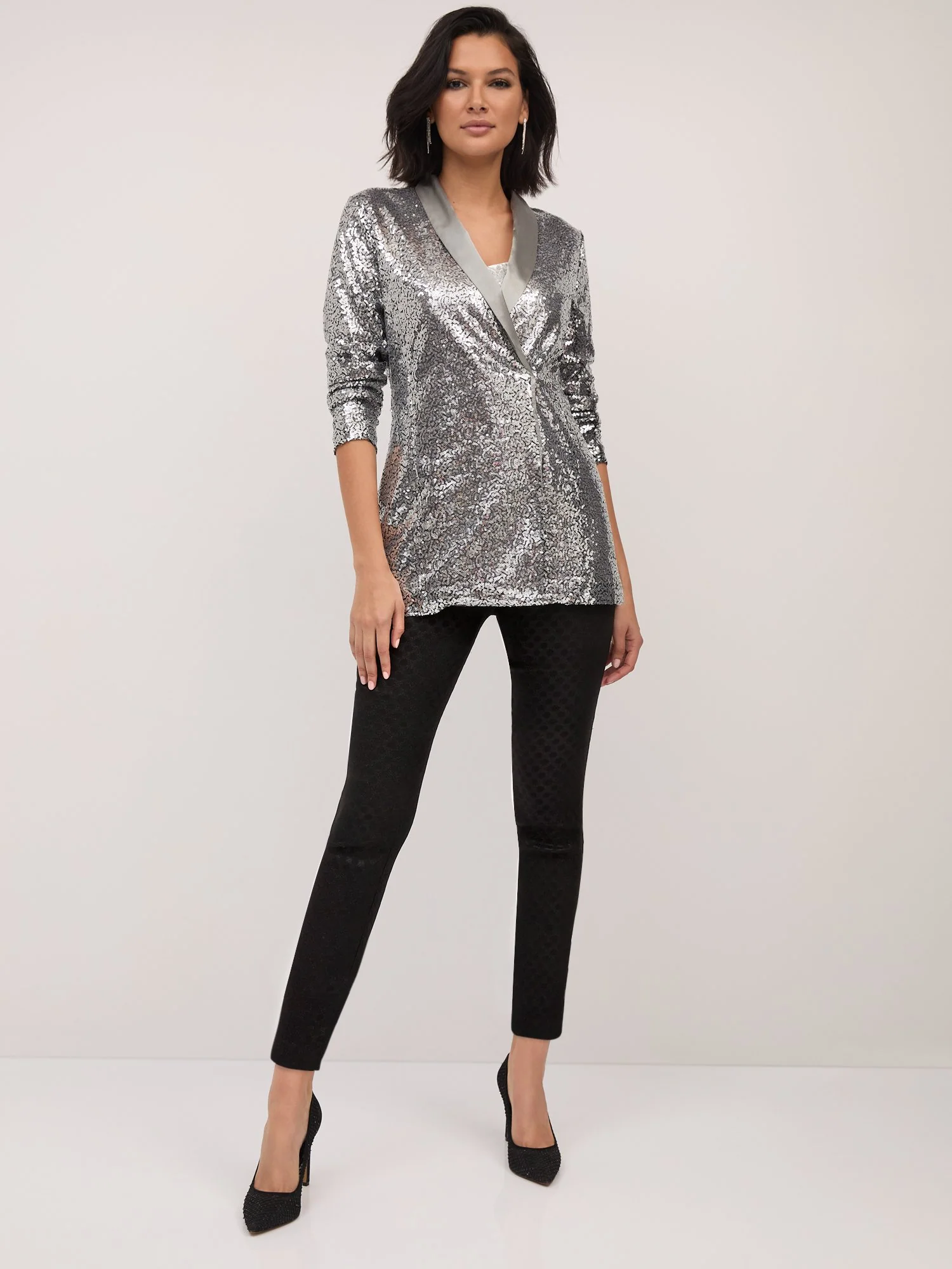 Petite Whitney High-Waisted Pull-On Slim-Leg Pant - Dot-Print