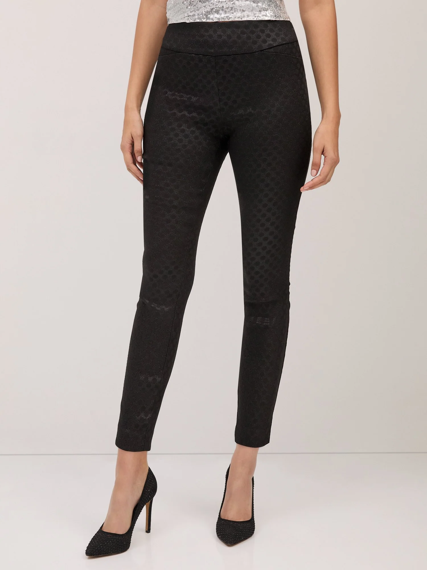 Petite Whitney High-Waisted Pull-On Slim-Leg Pant - Dot-Print - Image 5