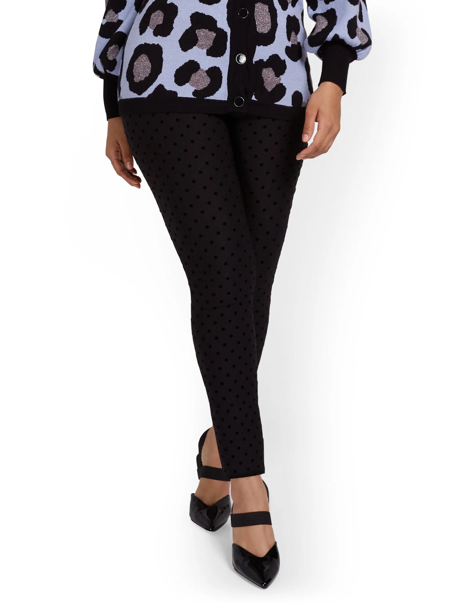 Petite Whitney High-Waisted Pull-On Slim-Leg Pant - Dot-Print - Image 2