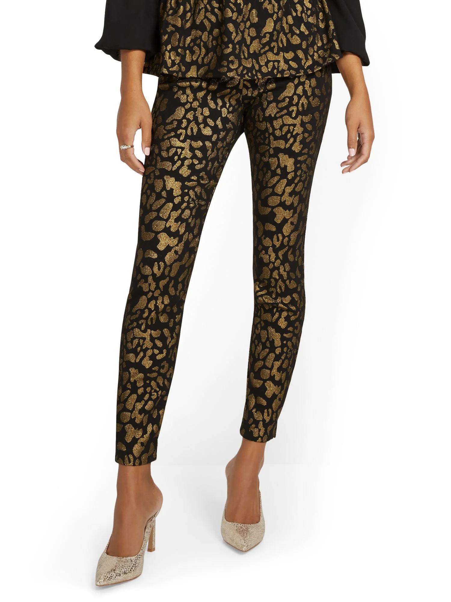 Petite Whitney High-Waisted Pull-On Slim-Leg Pant - Leopard-Print
