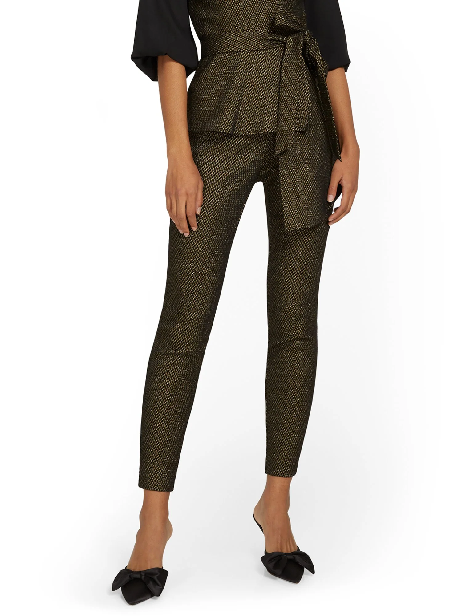 Petite Whitney High-Waisted Pull-On Slim-Leg Pant - Metallic - Image 2