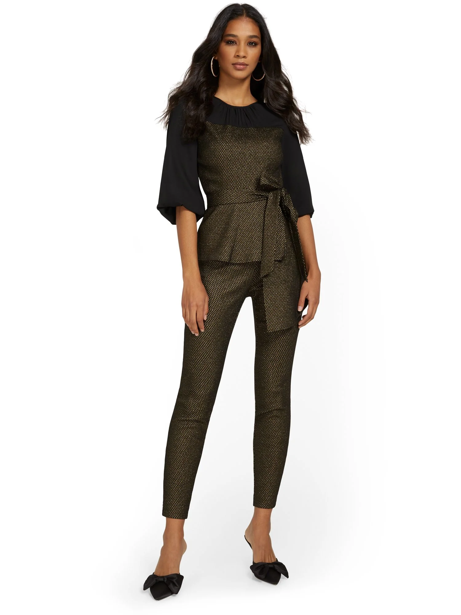 Petite Whitney High-Waisted Pull-On Slim-Leg Pant - Metallic - Image 4