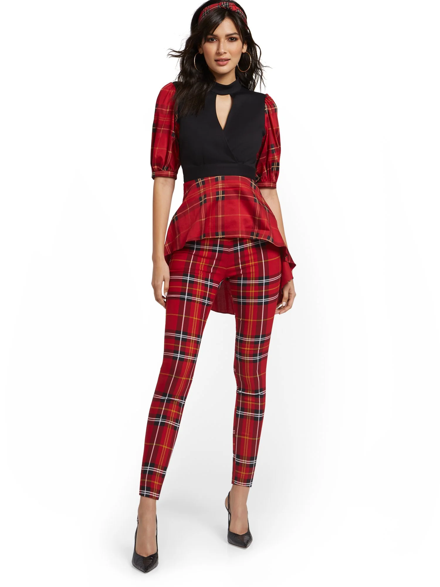 Petite Whitney High-Waisted Pull-On Slim-Leg Pant - Plaid - Image 9