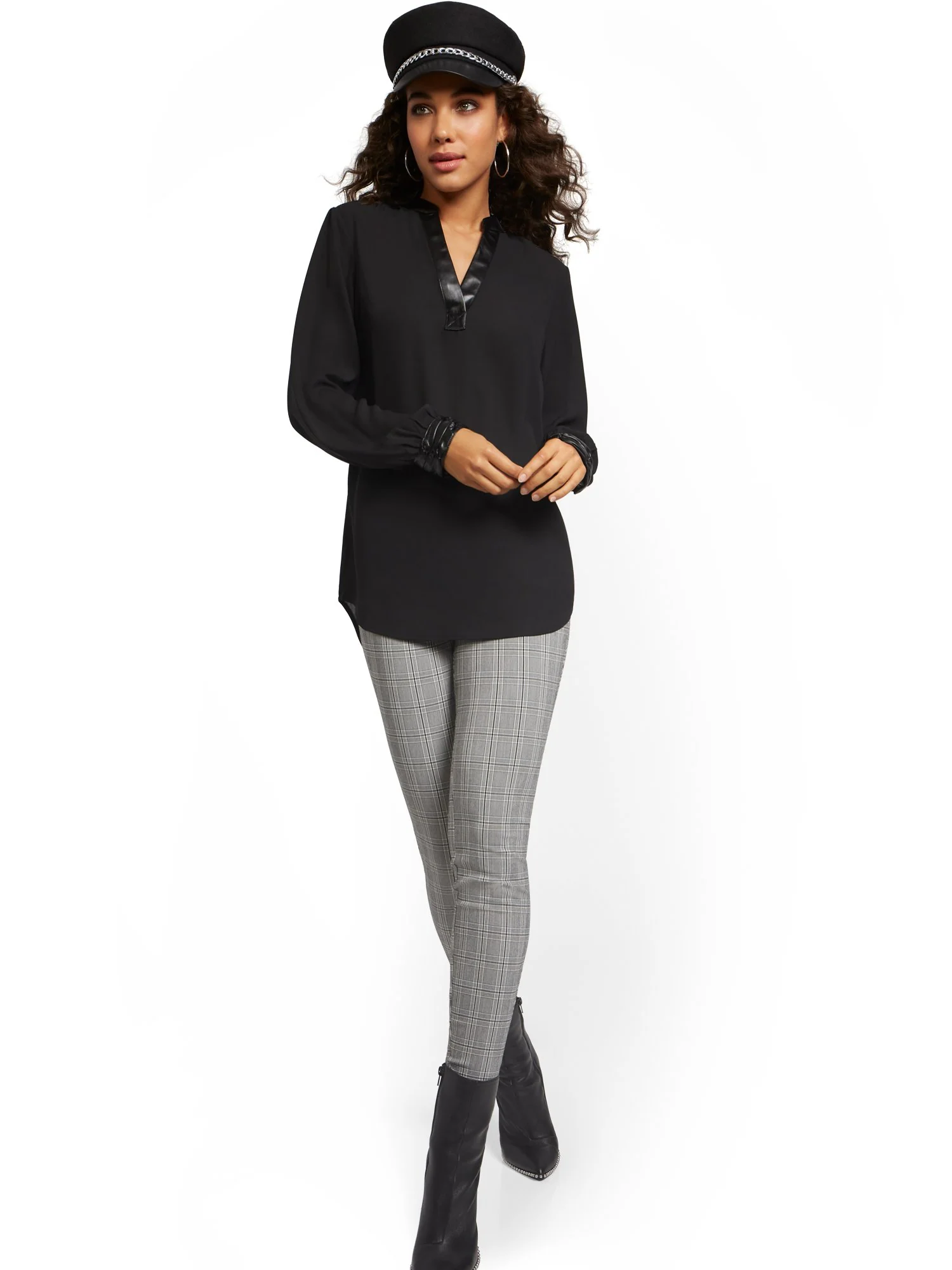 Petite Whitney High-Waisted Pull-On Slim-Leg Pant - Plaid - Image 4