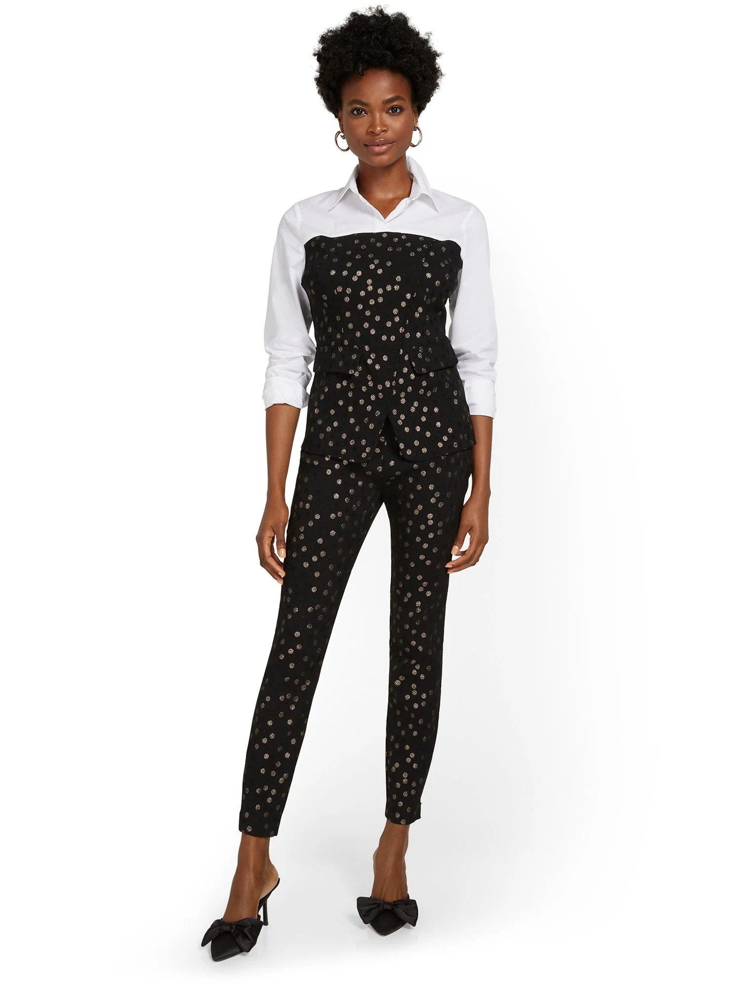 Petite Whitney High-Waisted Pull-On Slim-Leg Pant - Polka Dot - Image 4