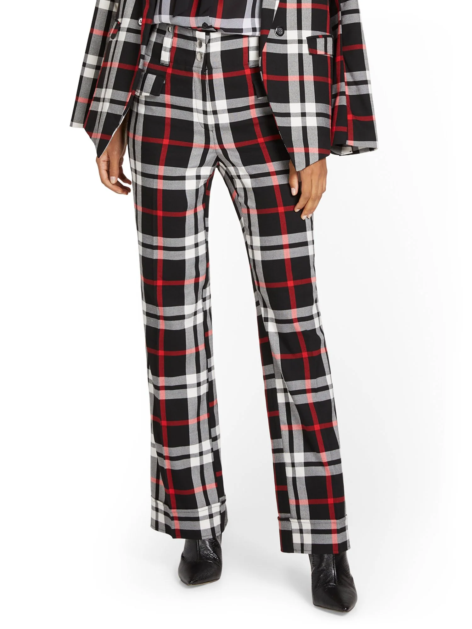 Petite Wide-Leg Plaid Pant