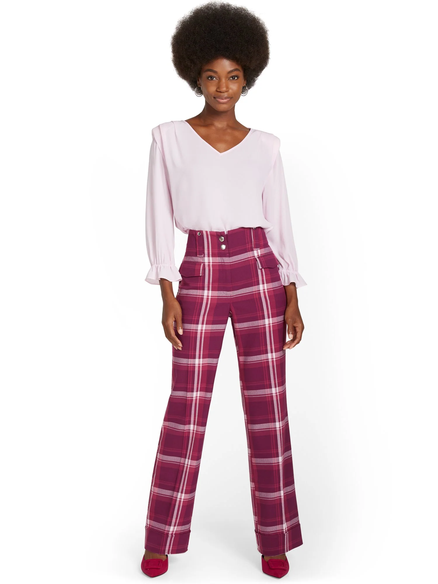 Petite Wide-Leg Plaid Pant - Image 4