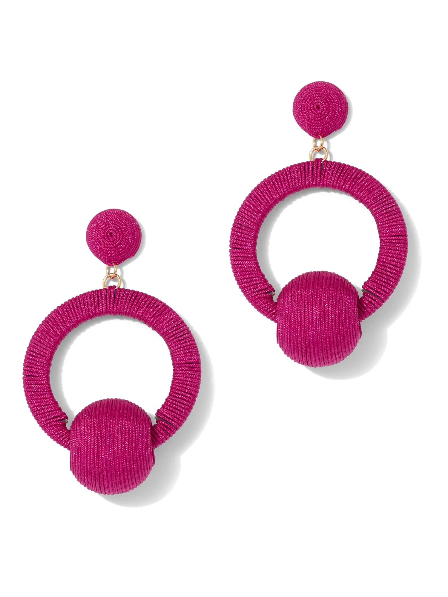 Pink Beaded Hoop Drop Earring