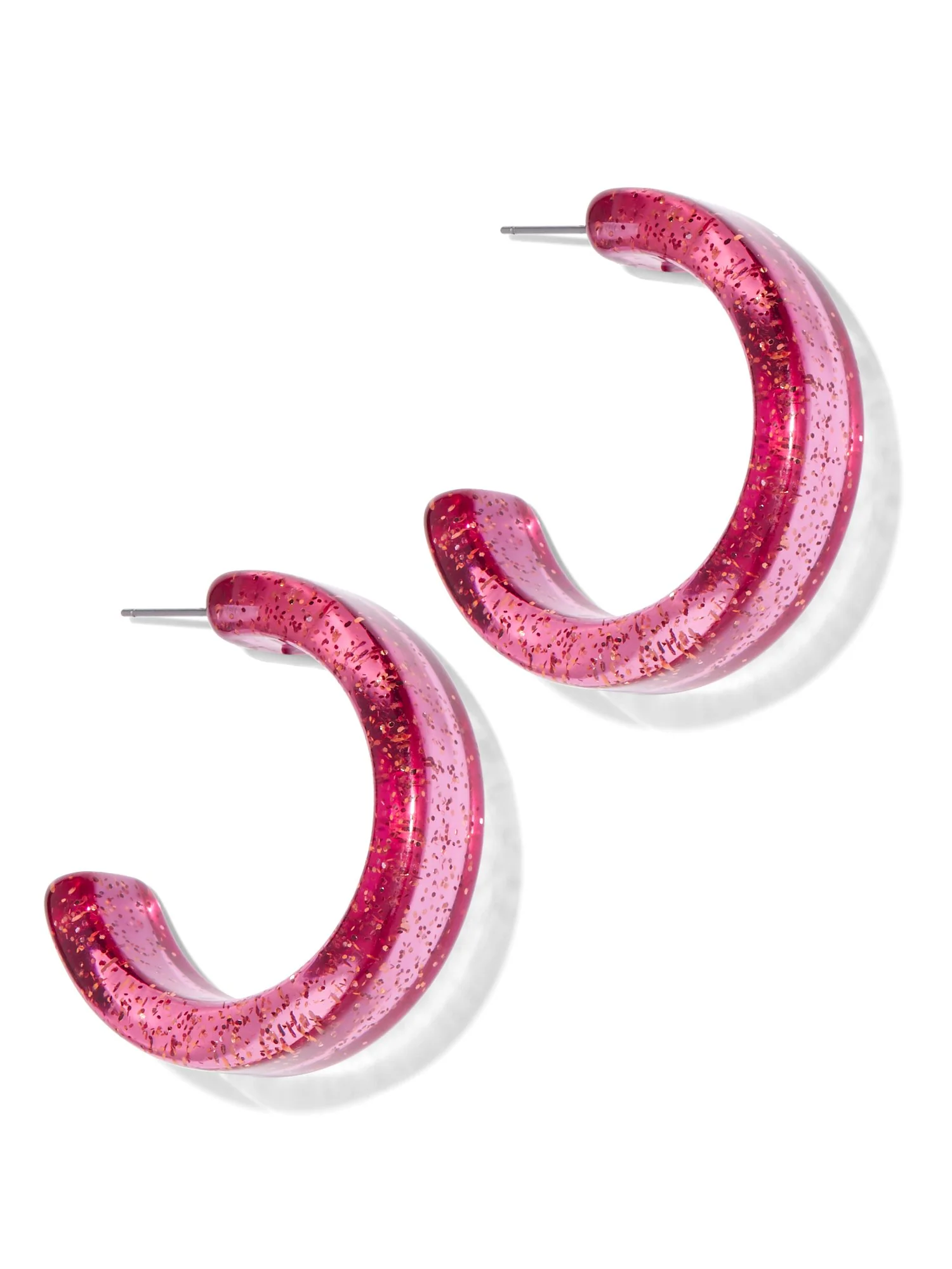 Pink Glitter Hoop Earring